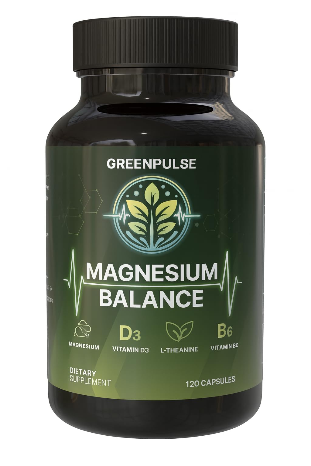 Magnesium Balance – Magnesium Glycinate & Citrate with L-Theanine, Vitamin C, B6 & D3 – Calm & Relaxation Support – 120 Capsules