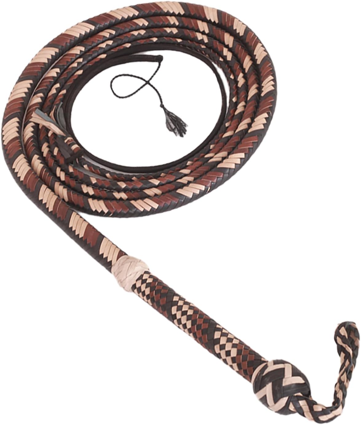 Bull Whip 06 to 16 Feet 16 Strands Cowhide Leather Equestrian Bullwhip Leather Plaited Flexible Bellies