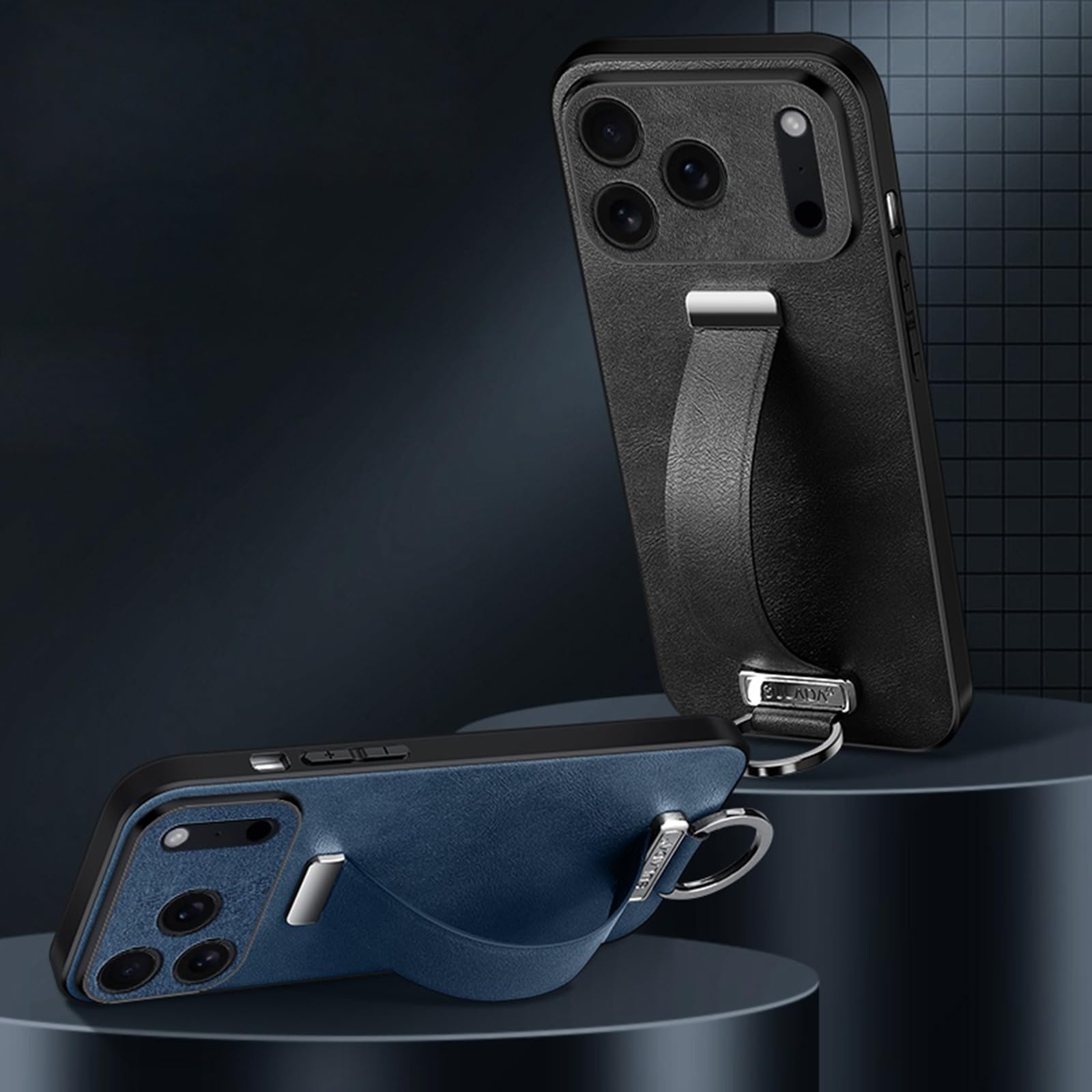 Funda para iPhone 17 Pro Max/17 Pro/17 Air/17, Correa de Cuero Sintético con Soporte de Anilla, Protección Total para la Lente y Carcasa Fina a Prueba de Golpes.-Blue||17