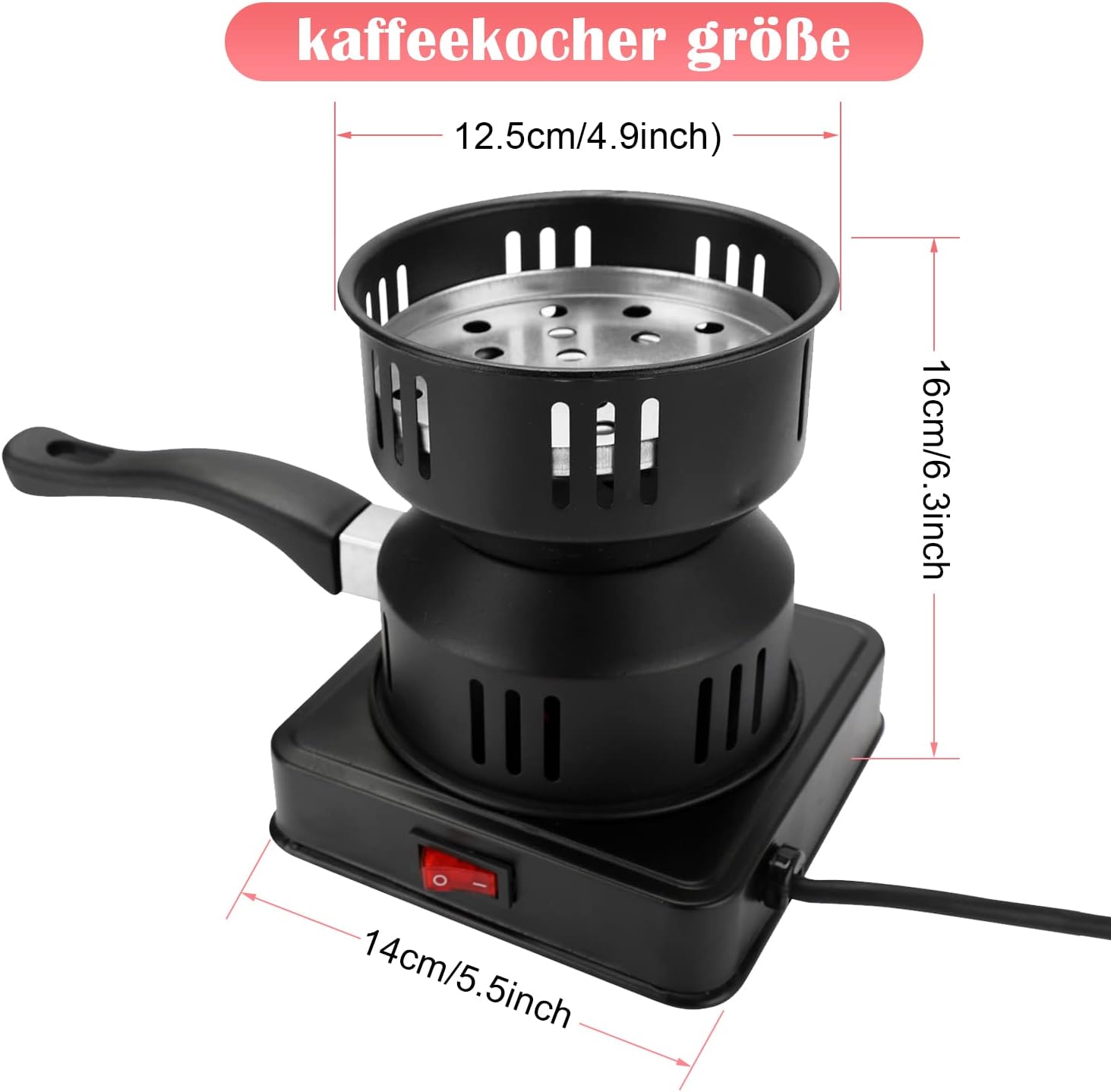 Gohytal Accenditore Elettrico per Narghilè Carbone, 450W - 600W Bruciatore Elettrico per Narghilè Carbone, Accenditore Elettrico Narghile, Bruciatore a Carbone Elettrico per Casa Campeggio Barbecue