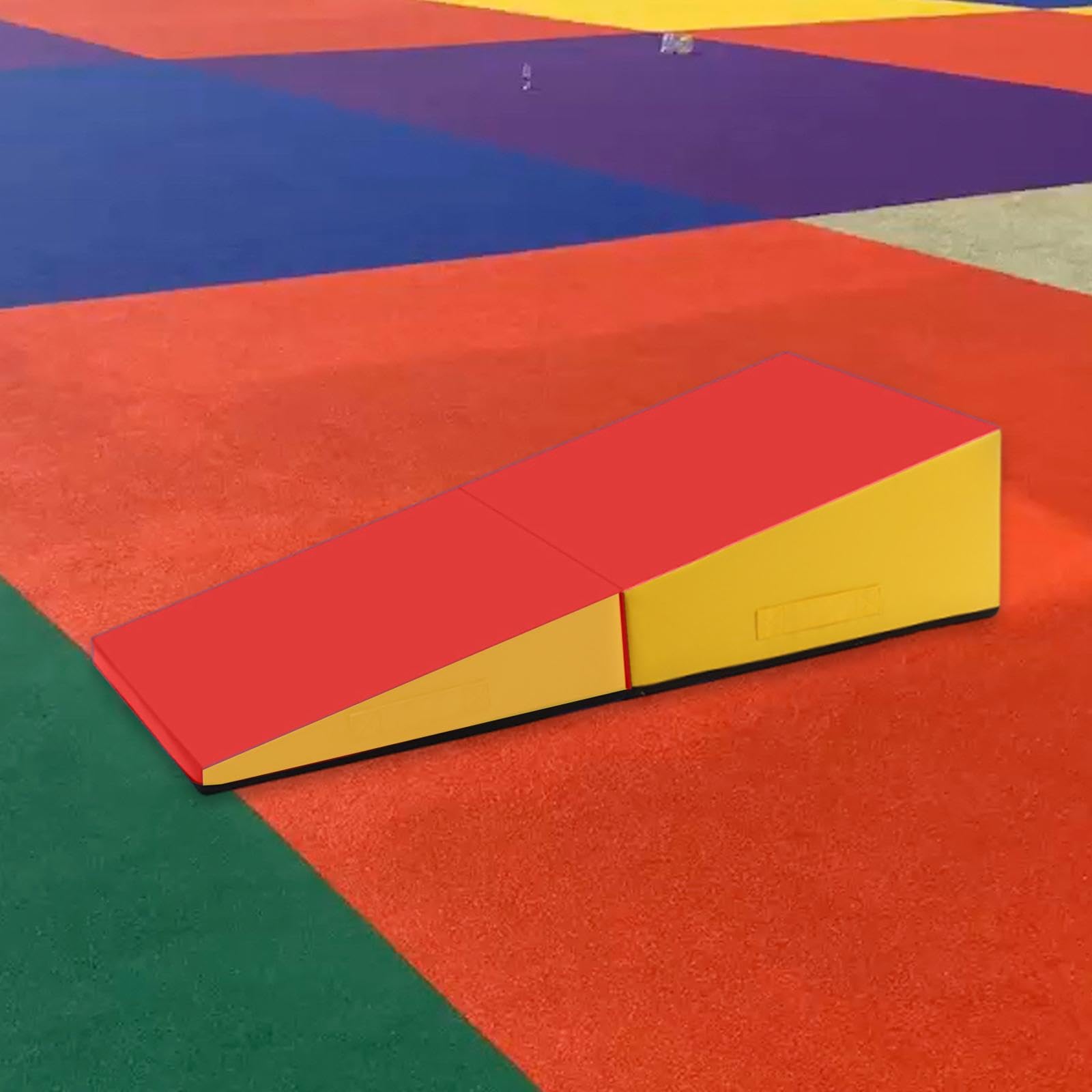 F Fityle Tappetino per Ginnastica a Cuneo, a Forma di Formaggio, Pieghevole, Inclinato, per Allenamento di abilità Sportive di Danza, per Bambini