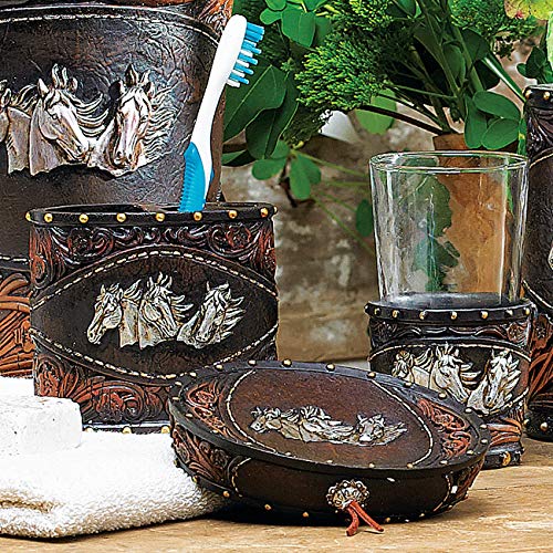 Horse Tooled Leather Bath Set (3 pcs)