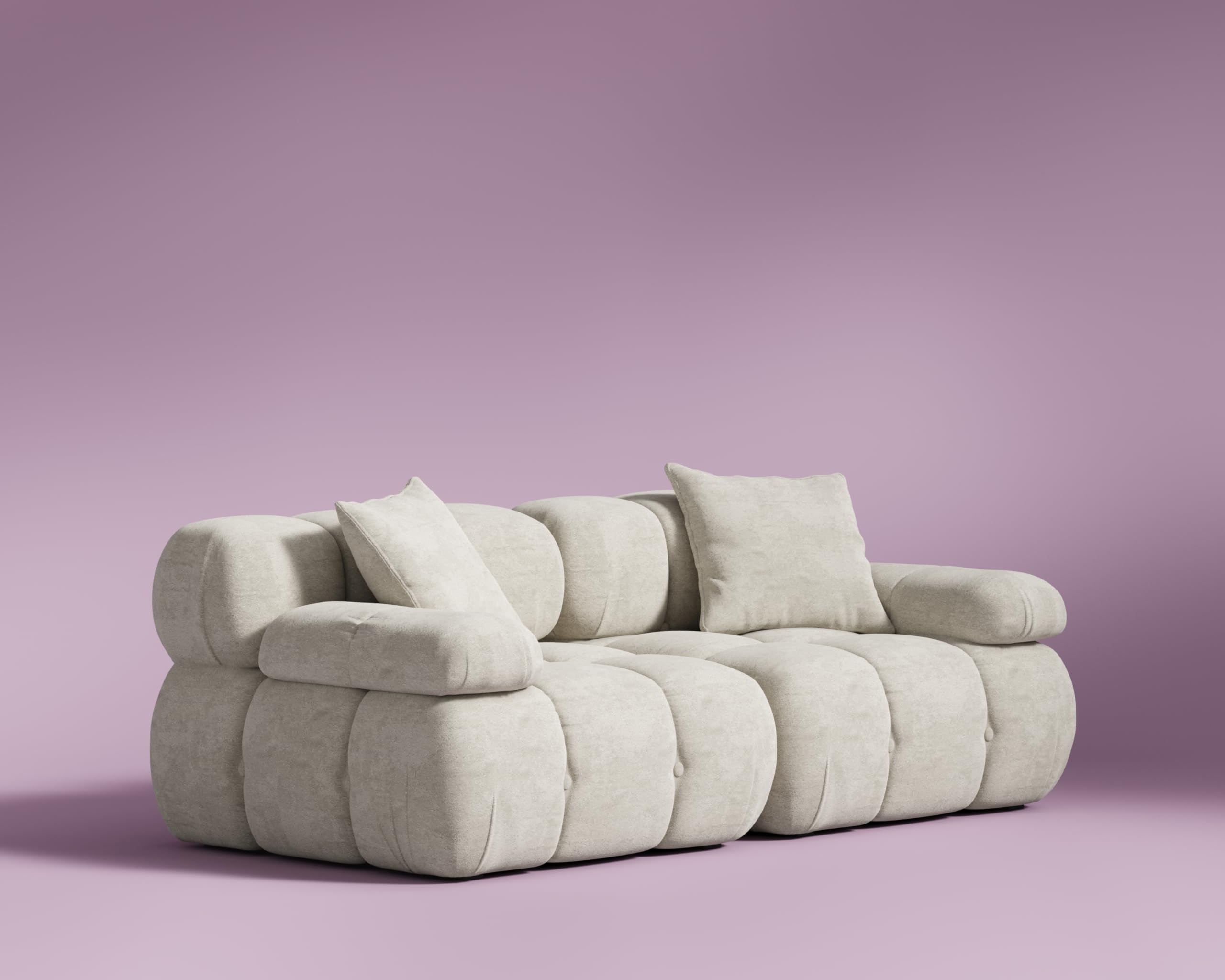 RoveLab Marshbello Loveseat - Modern Italian Low-Profile Modular Couch, SmartFoam Comfort, Spill-Proof Fabric (Hellium Cloud)