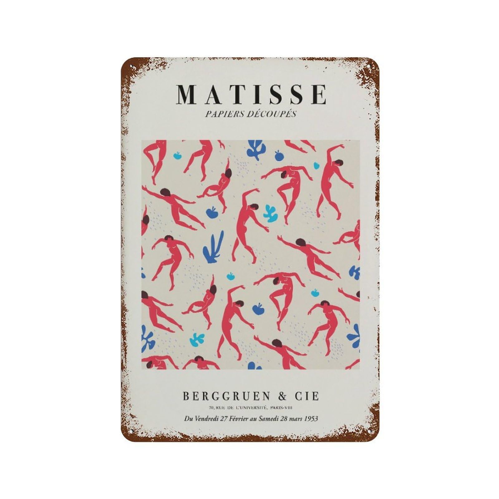 xiaoxiaoshen Matisse Dancing Figures Tate Modern Exhibition Wall Decor Art Metal Tin Poster Modern Home Decor Art Home Bar Shop Decorations Vintage Sign 30x20cm