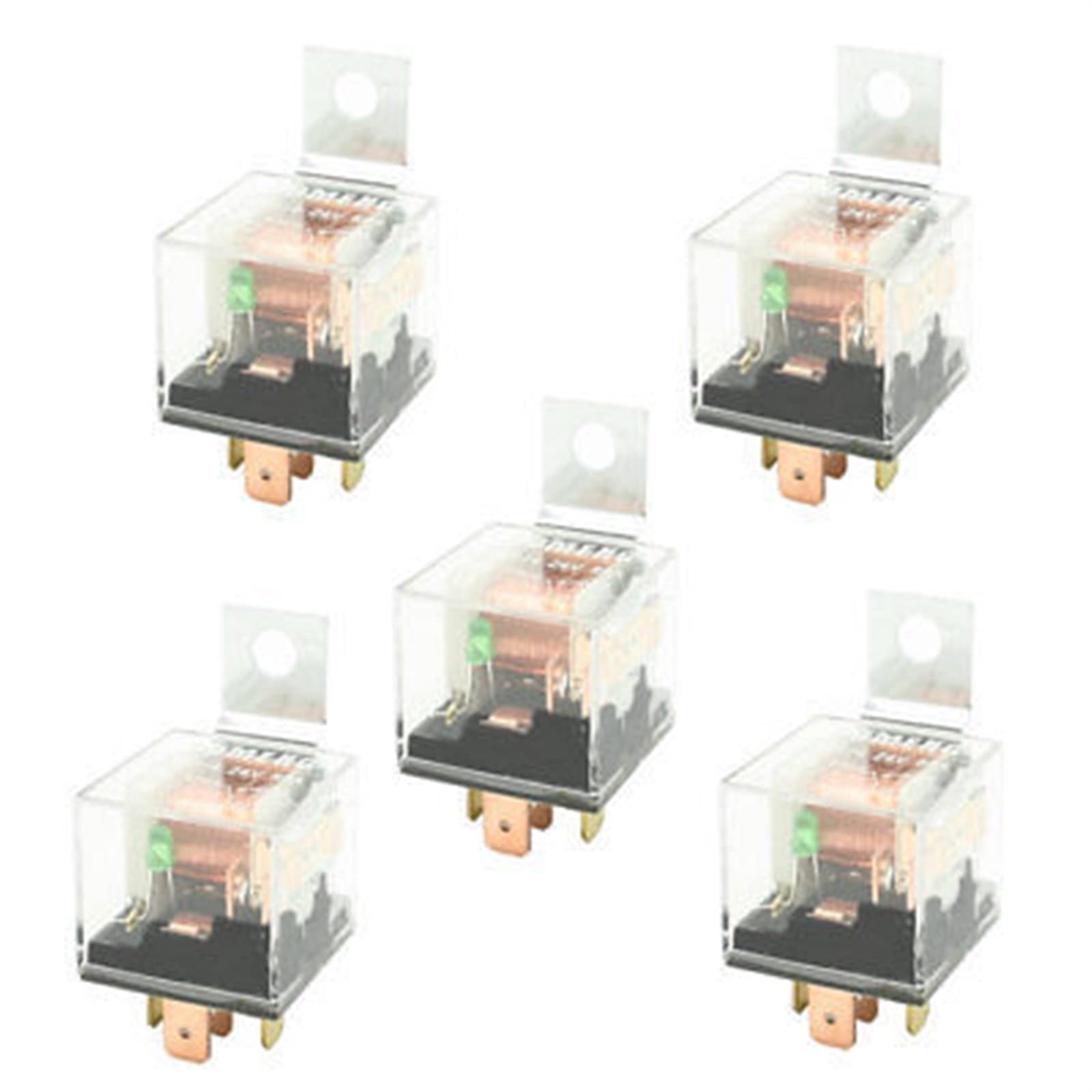 JGNAYRKJQI DC 24V 80A Insulating Housing 1NO 1NC SPDT 5-Pin Green Indicator Car Relay 5 PCS