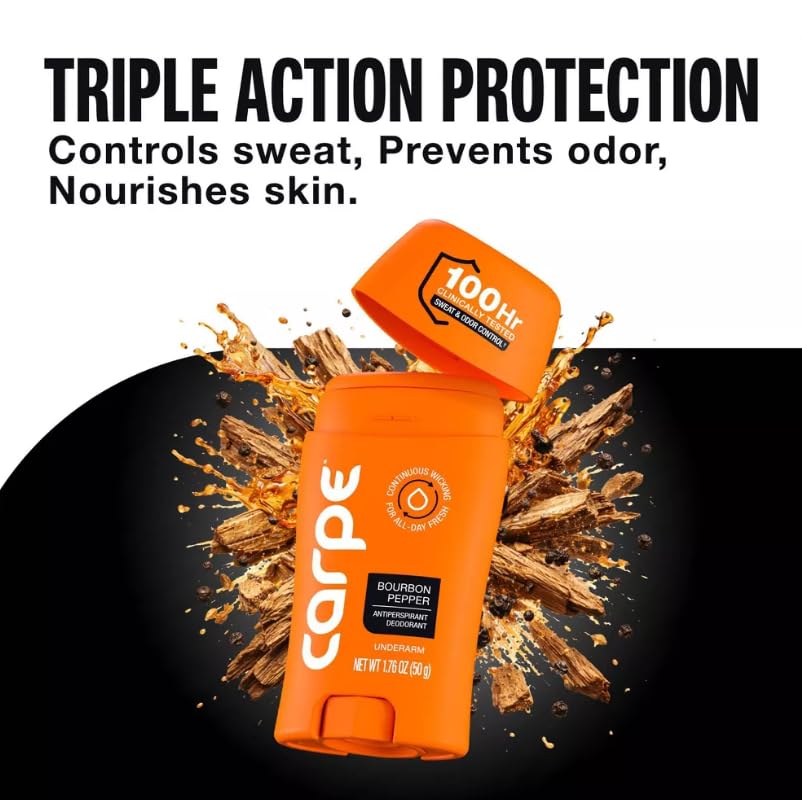 Carpe Men's 100HR Sweat & Odor Control Antiperspirant Deodorant - Bourbon Pepper - 1.76oz