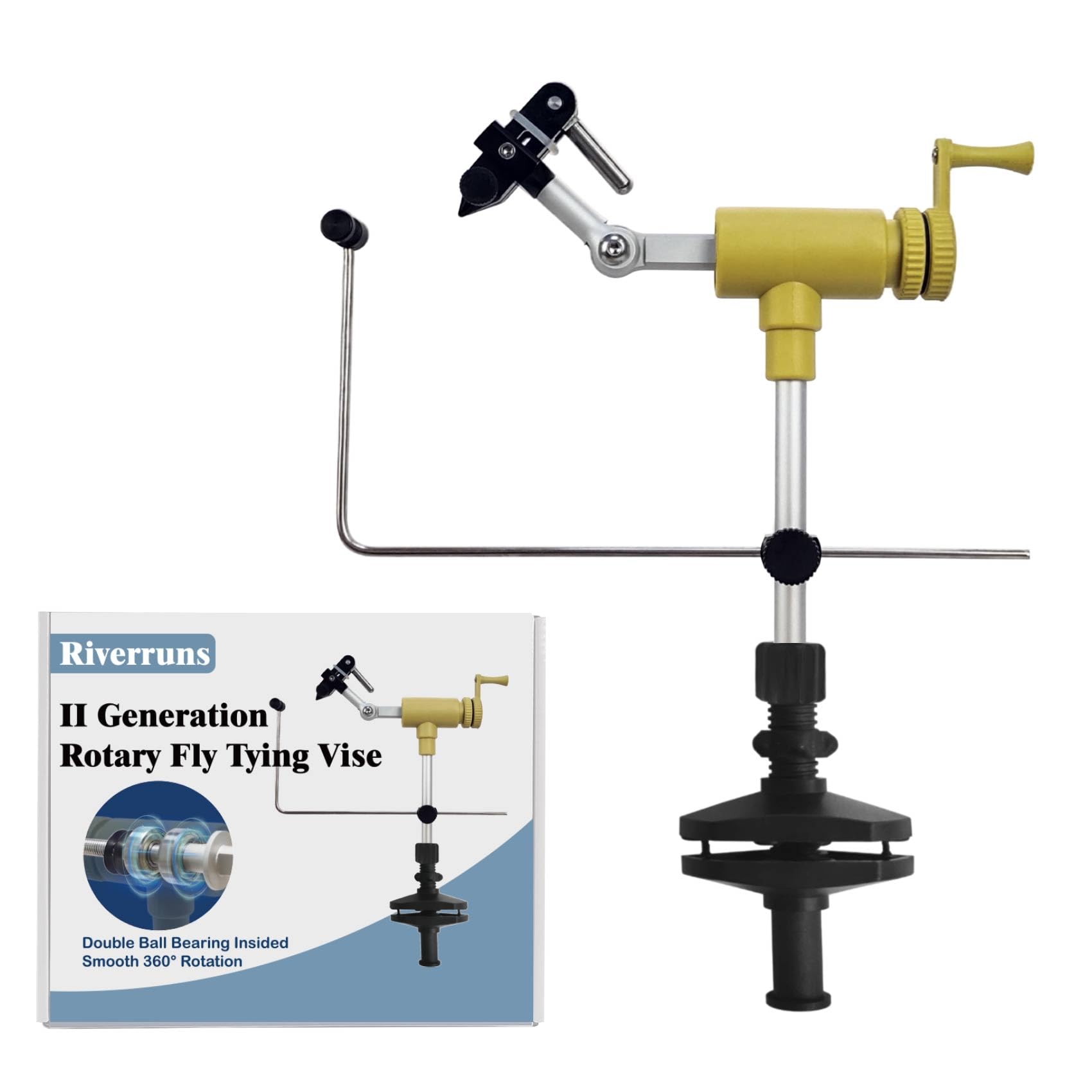 Riverruns II Generation Rotary Fly Tying Vise 360 Degree Rotation Ultra Light Rotary Fly Vise