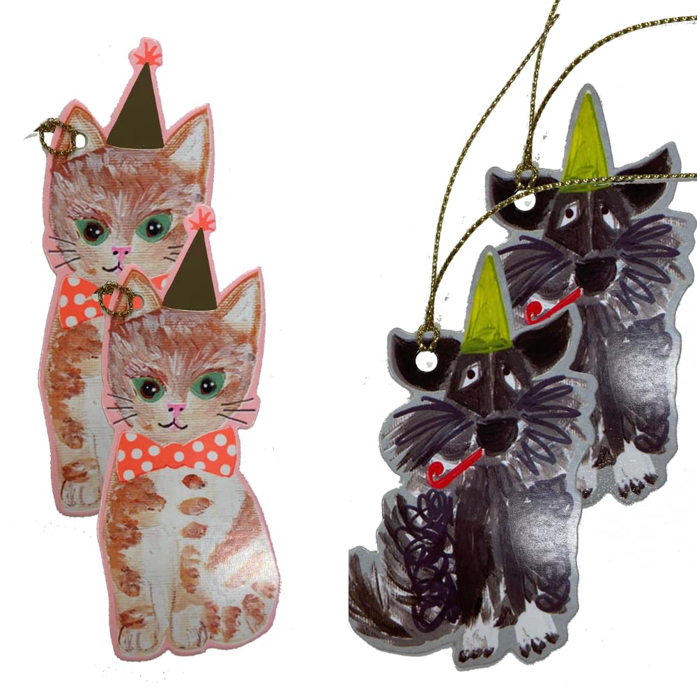 Glick Multi-Coloured Pack Of 2 Dog And 2 Cat Gift Tags, Cats & Dogs Birthday Gift Tags For Gift Wrapping, Mtps39,
