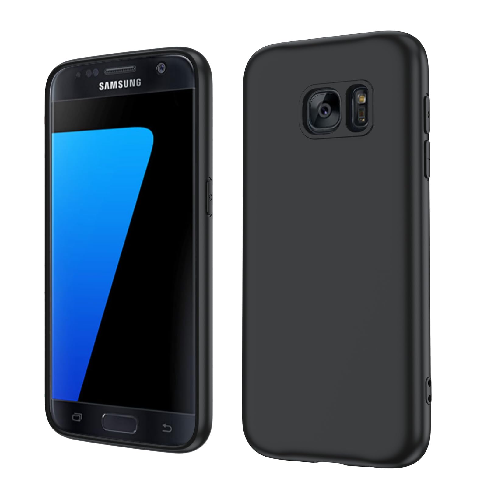LeYi for Samsung-Galaxy-S7-Case: Galaxy S7 Case for Women Men, Liquid Silicone Slim Gel Rubber Cell Android Cover Unlocked Protective Case Cover for S 7 Samsung 5G, Black