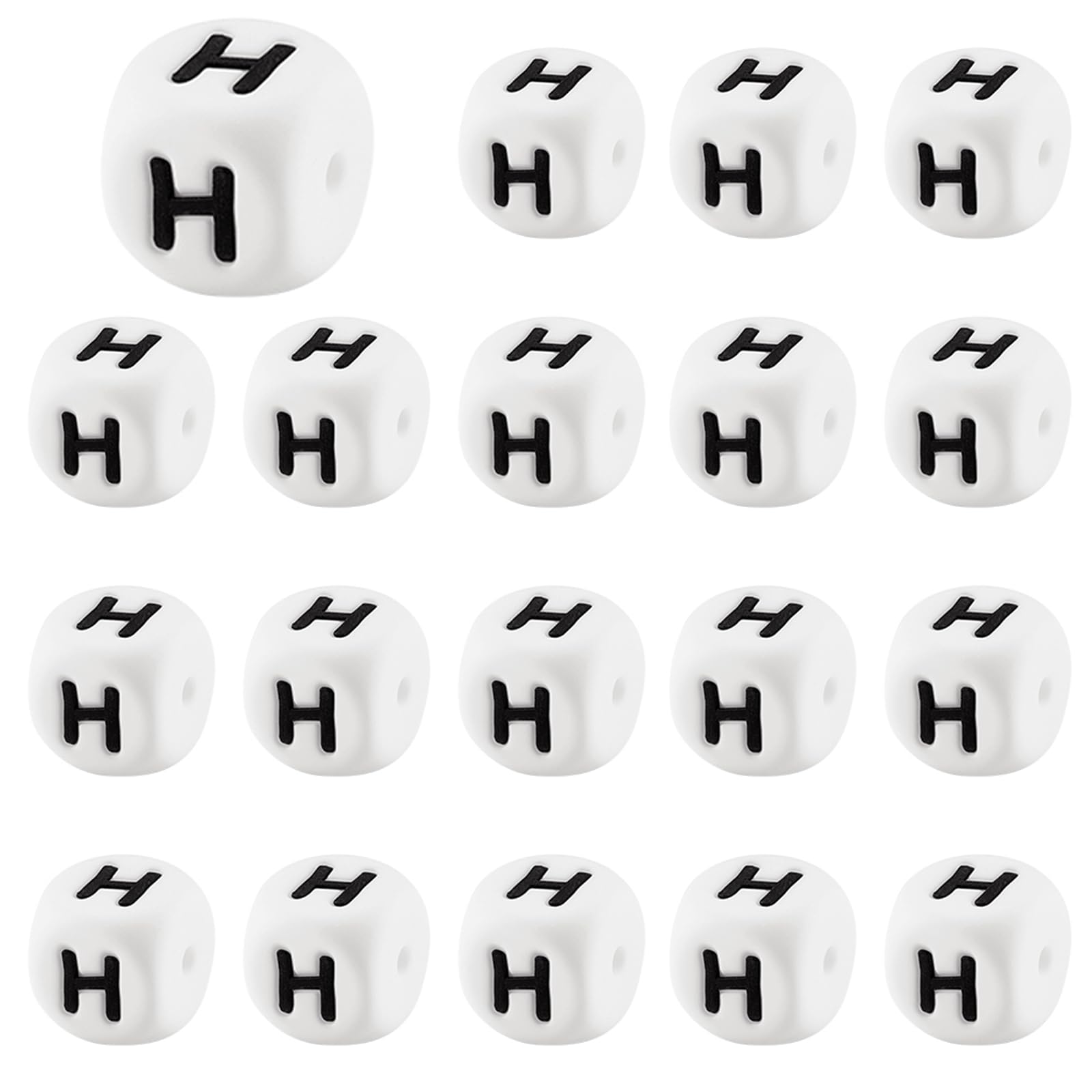 LEGENTLISUR Silicone Letter Beads for Bracelet Making, Letter H, 20 Pcs