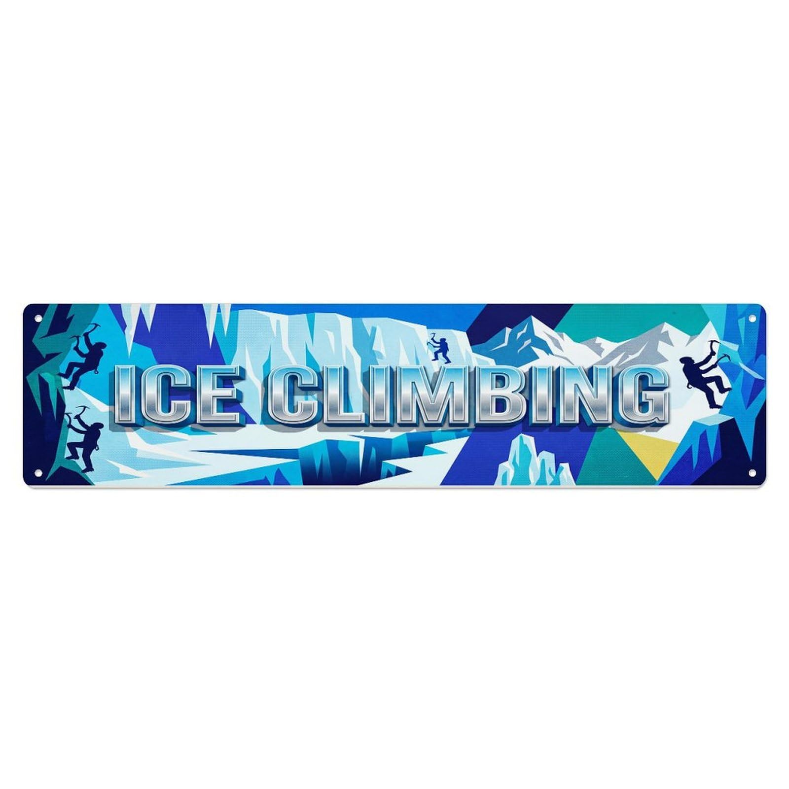 Cmhok Vintage Style Vintage Ice Climbing Outdoor Activity Sports Metal Tin Sign Wall Decor For Cafe, Club, Garden Metal Poster 4X16inch
