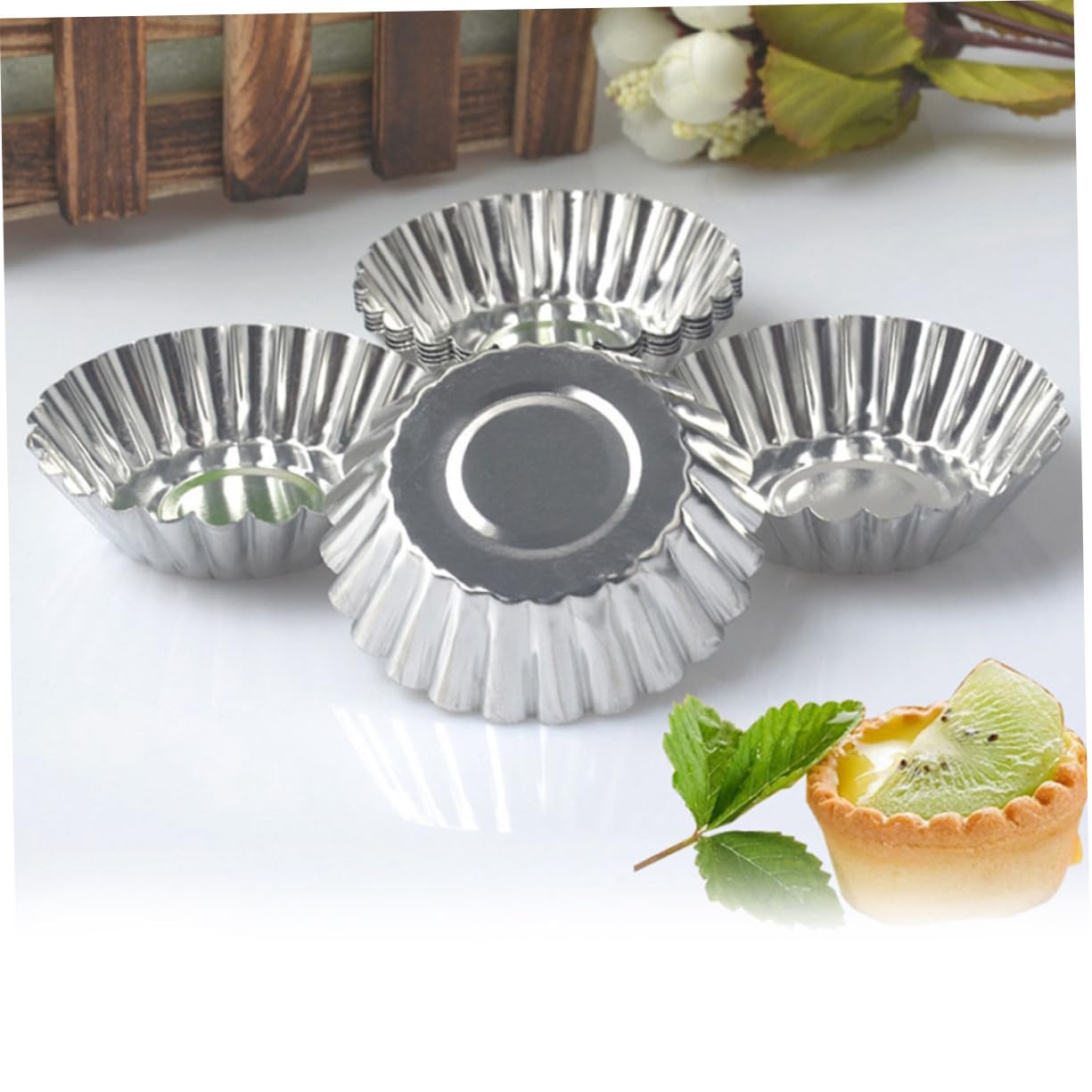 100piezas Moldes De Hojalata Para Tartaletas De Huevo Antiadherentes Perfectos Para Pasteles y Tartas