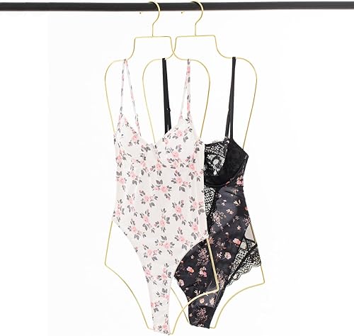 Miniatura 8 de Perchas de lencería (tamaño grande) 10 piezas de alambre en forma de cuerpo perchas doradas para bikini o traje de baño
