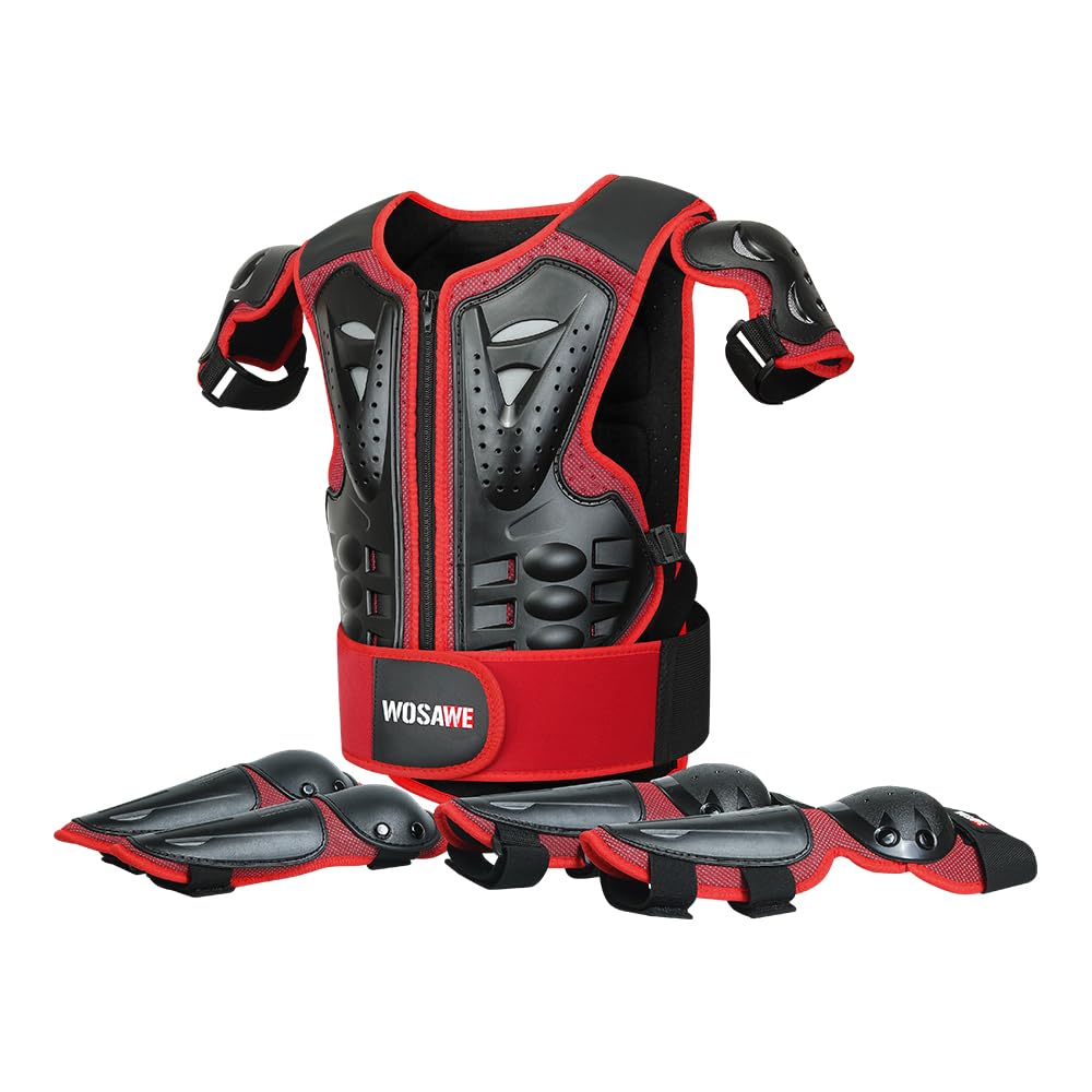 WOSAWE - Armure De Protection Du Corps Pour Enfant Equipement De Protection Du Dos Du Genou Et Du Coude Pour Le Sport Le Vtt Le Roller Le Ski