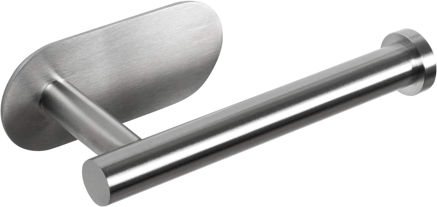 HouseAid Self Adhesive Toilet Paper Holder for Bathroom, No Drilling Stainless Steel Toilet Roll Holder, Brushed Nickel