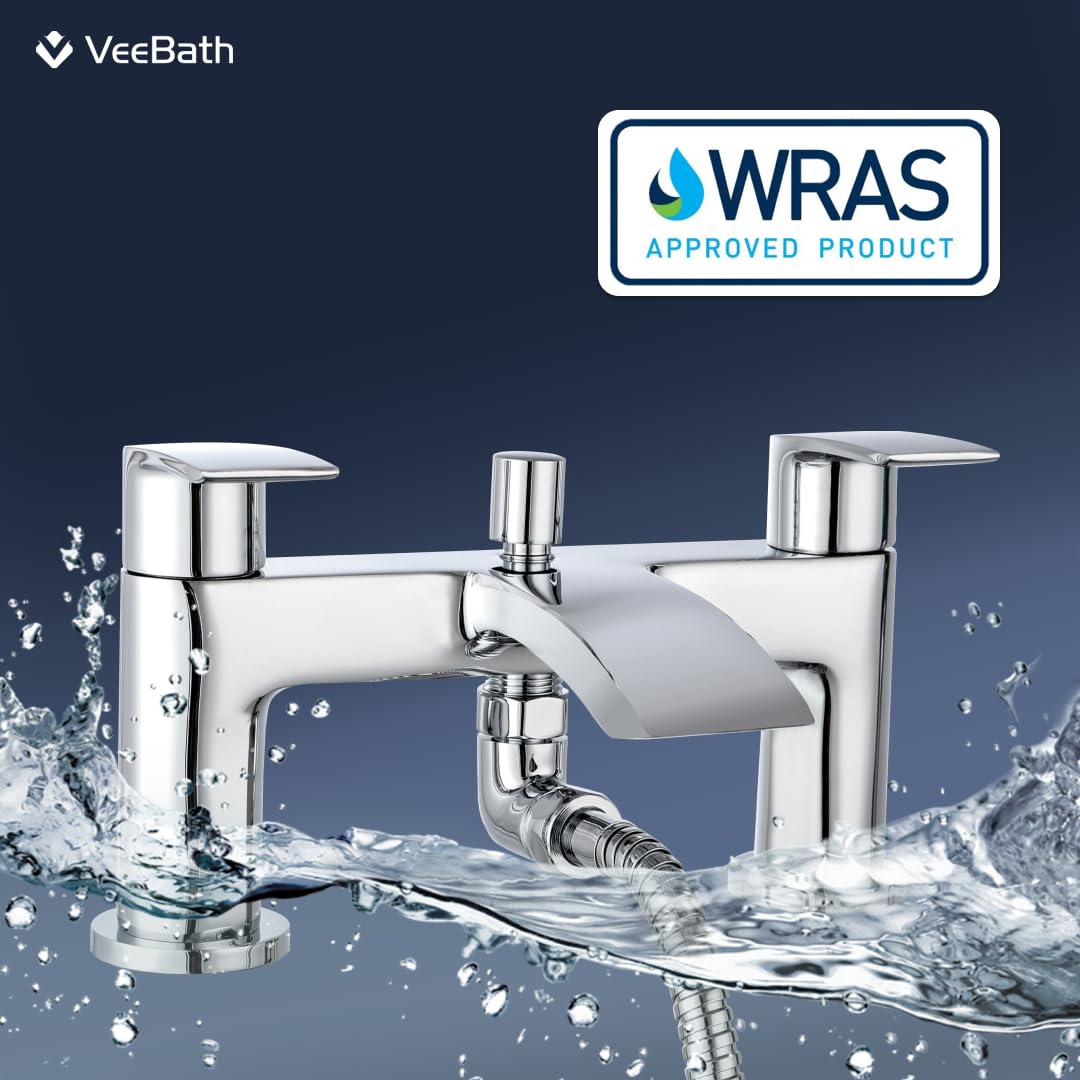 VeeBath Cascade Bath Shower Mixer, Chrome Finish, G3/4" Inlet, Dual Lever - Image 4