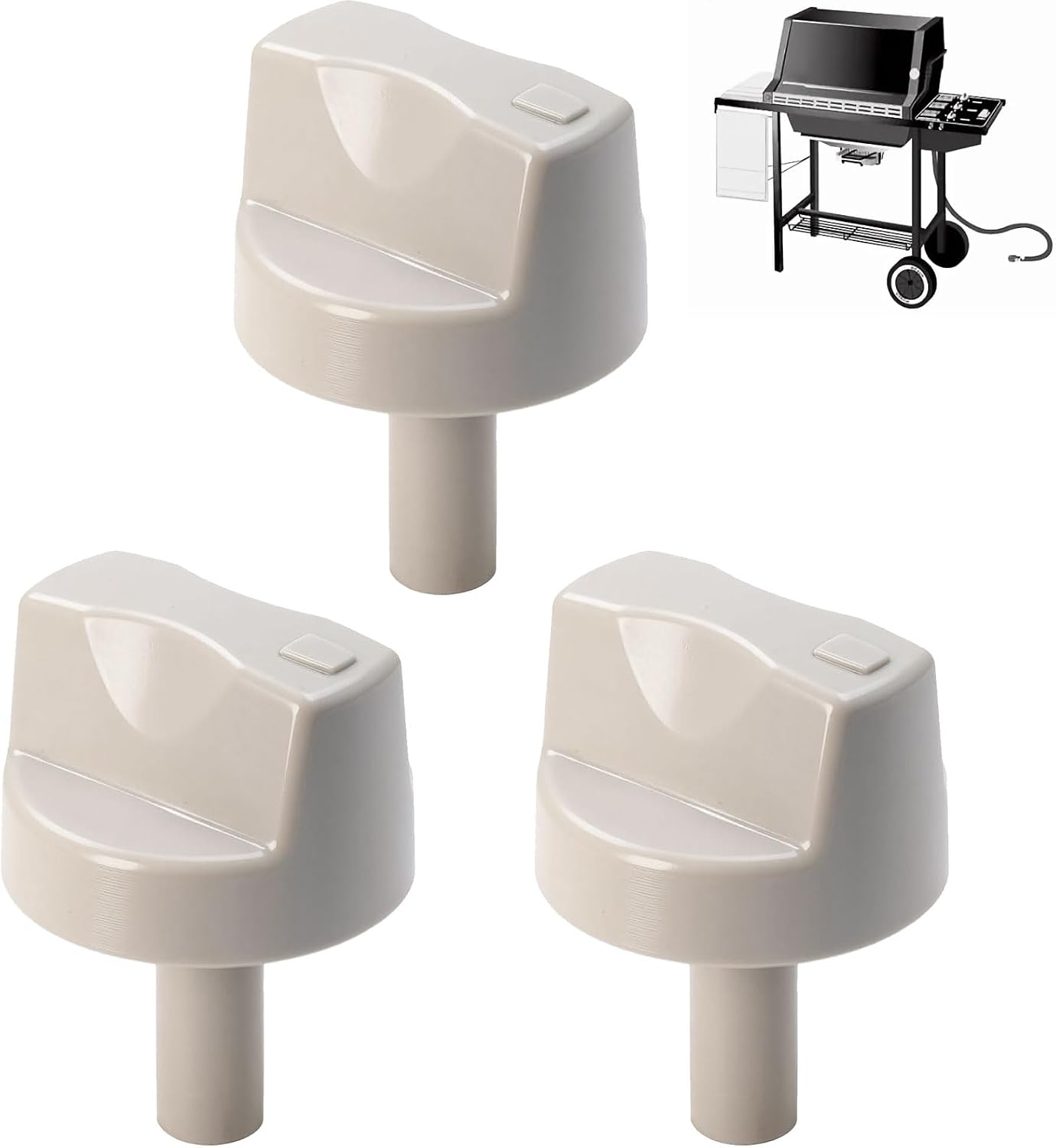 3-Pack 78960 Grill Replacement Control Knob (Stem Length 1-3/8") Compatible with Spirit 500 & 700 Genesis 1000-5500, Replaces 164670, 303614