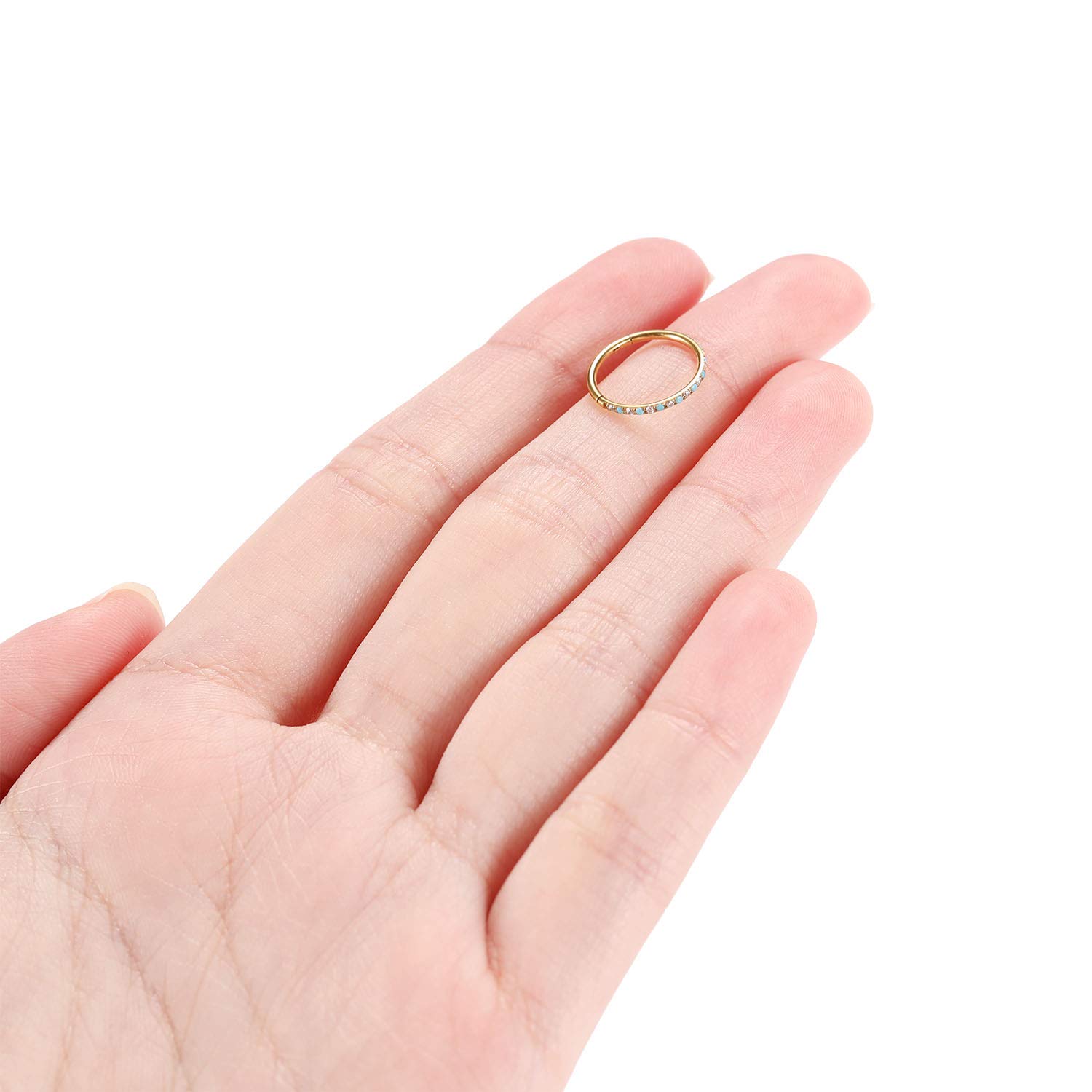 AROWRO Nose Hoop Ring Septum Clicker Cartilage Hoop Earrings Forward Helix Daith Tragus Earring Helix Ring Helix Piercing Helix Daith Jewellery Surgical Steel Hoop Earrings 18G 6mm Gold - 2