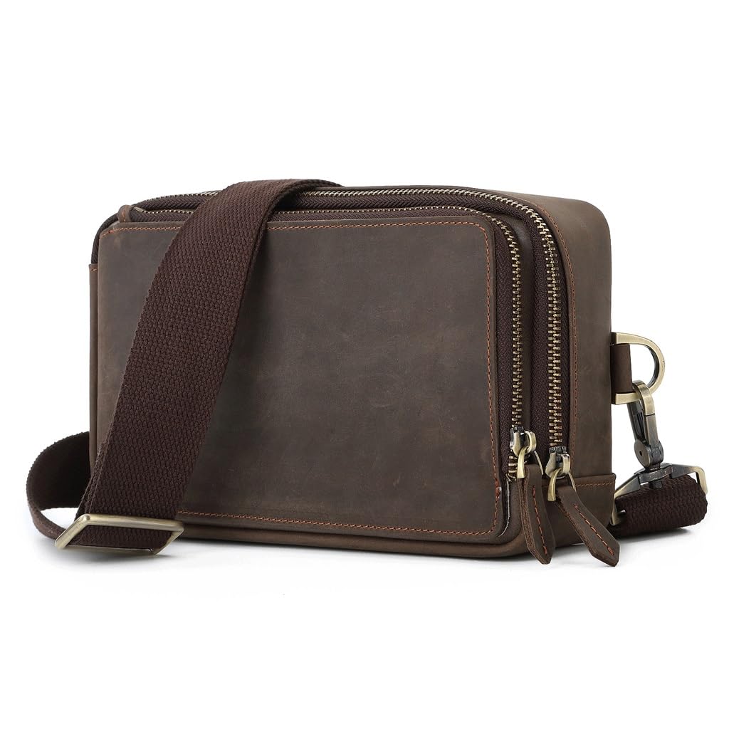 Sac à dos à bandoulière marron et sac de poitrine vintage pour homme et femme urbain