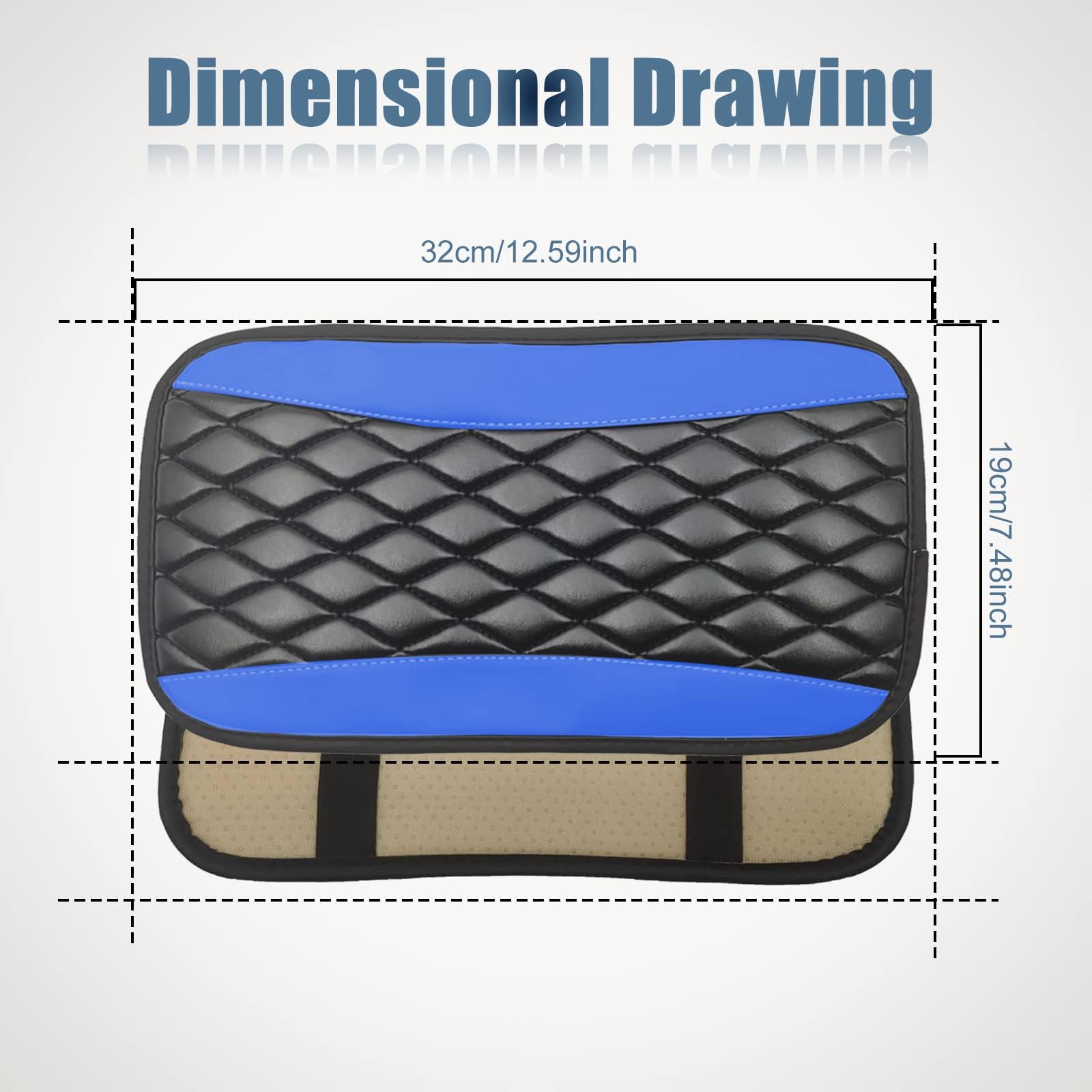 Vrasly Car Center Console Cover, Universal Leather Waterproof Armrest Seat Box Cover Protector, Comfortable Car Decor Accessories Fit for Most Cars, Vehicles, SUVs -Blue