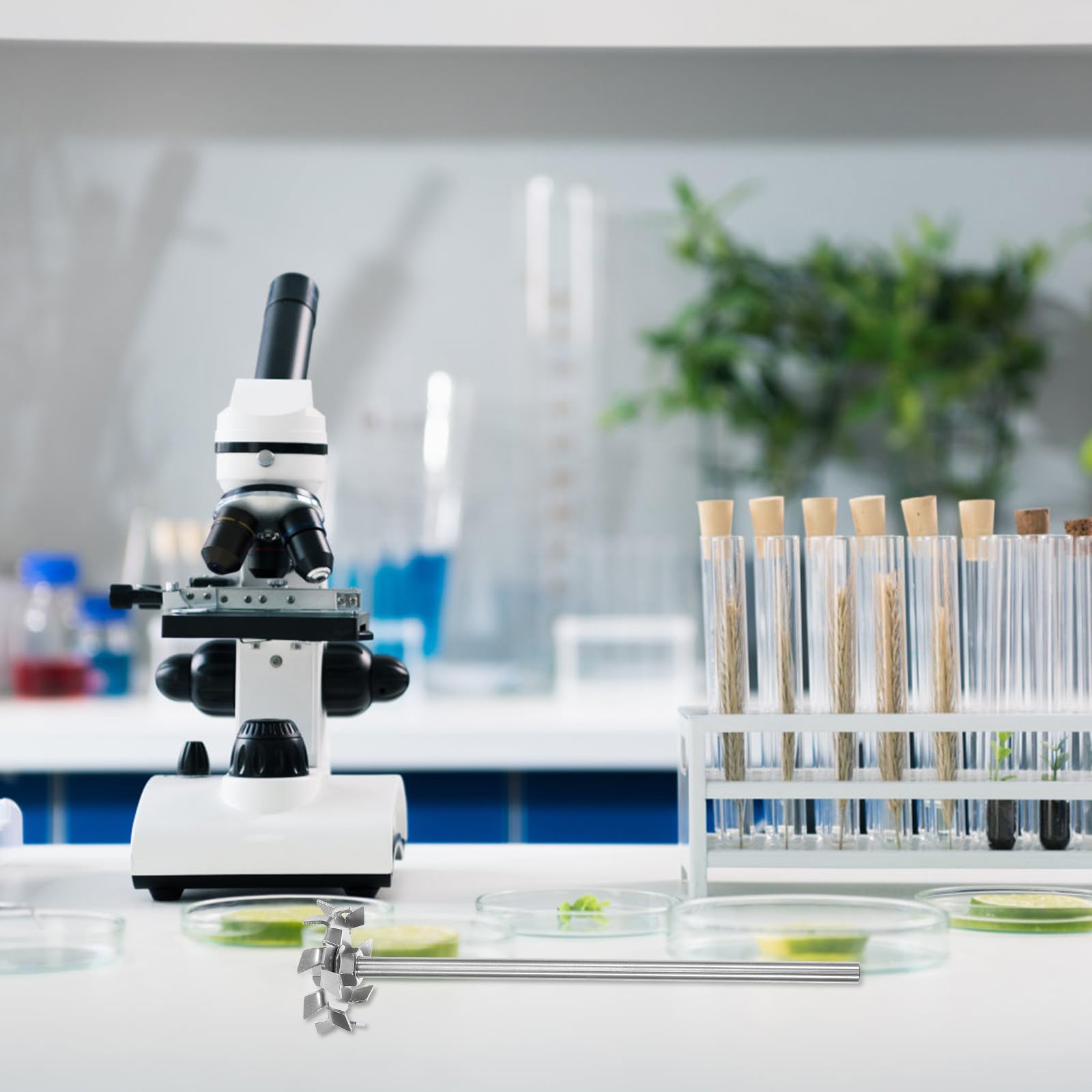 PACKOVE Varilla Agitadora de Laboratorio Paleta para Mezcla en Experimentos Científicos de Acero Inoxidable, Juego de 1 Set