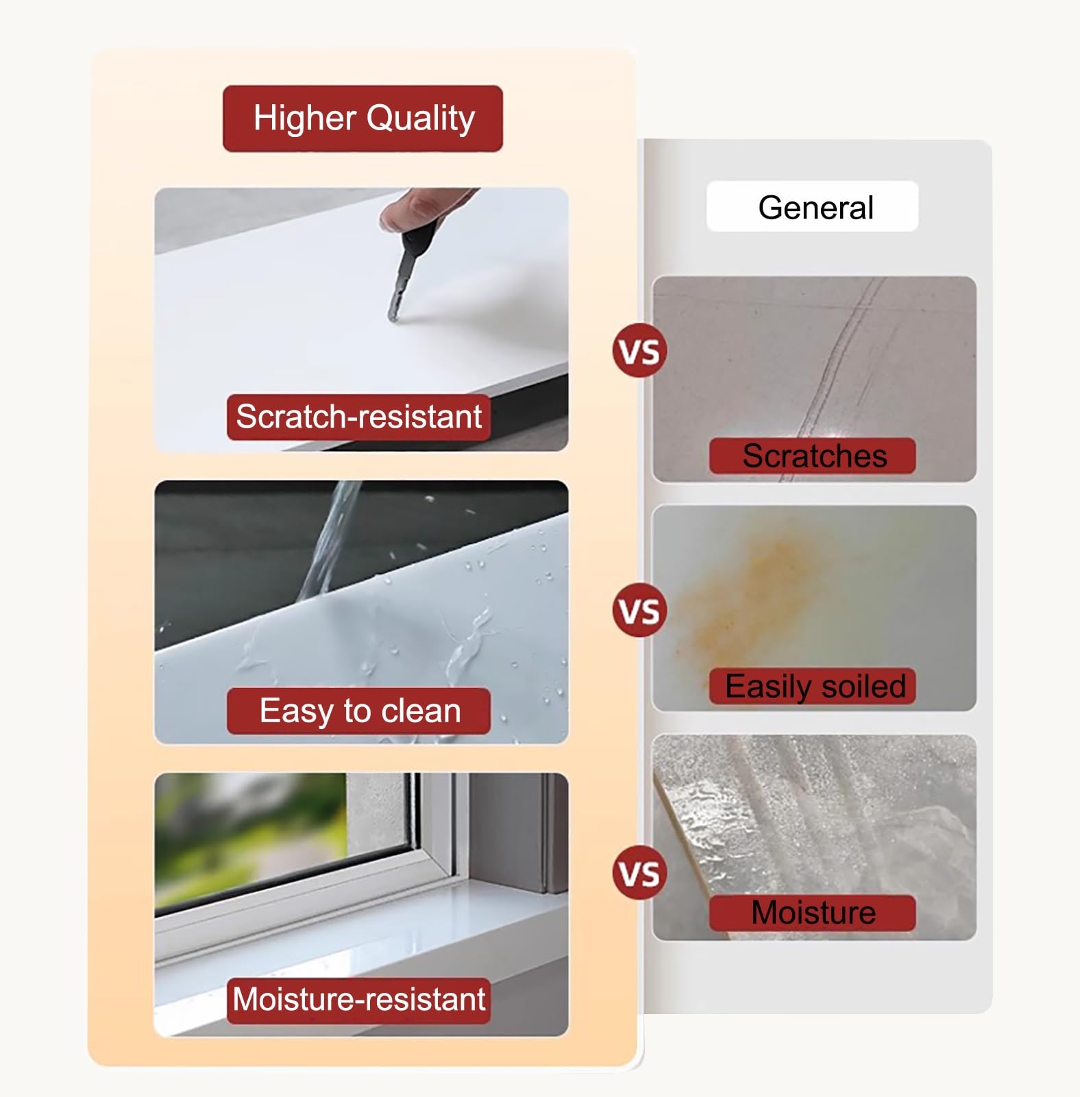 Davanzale Interno Finestra Davanzali con Finitura in Marmo, Piastra per Finestre Bianche Pure per Arredamento Camera da Letto, Piastra Di Copertura per Finestre Personalizzabile per Ristrutturare Vecc
