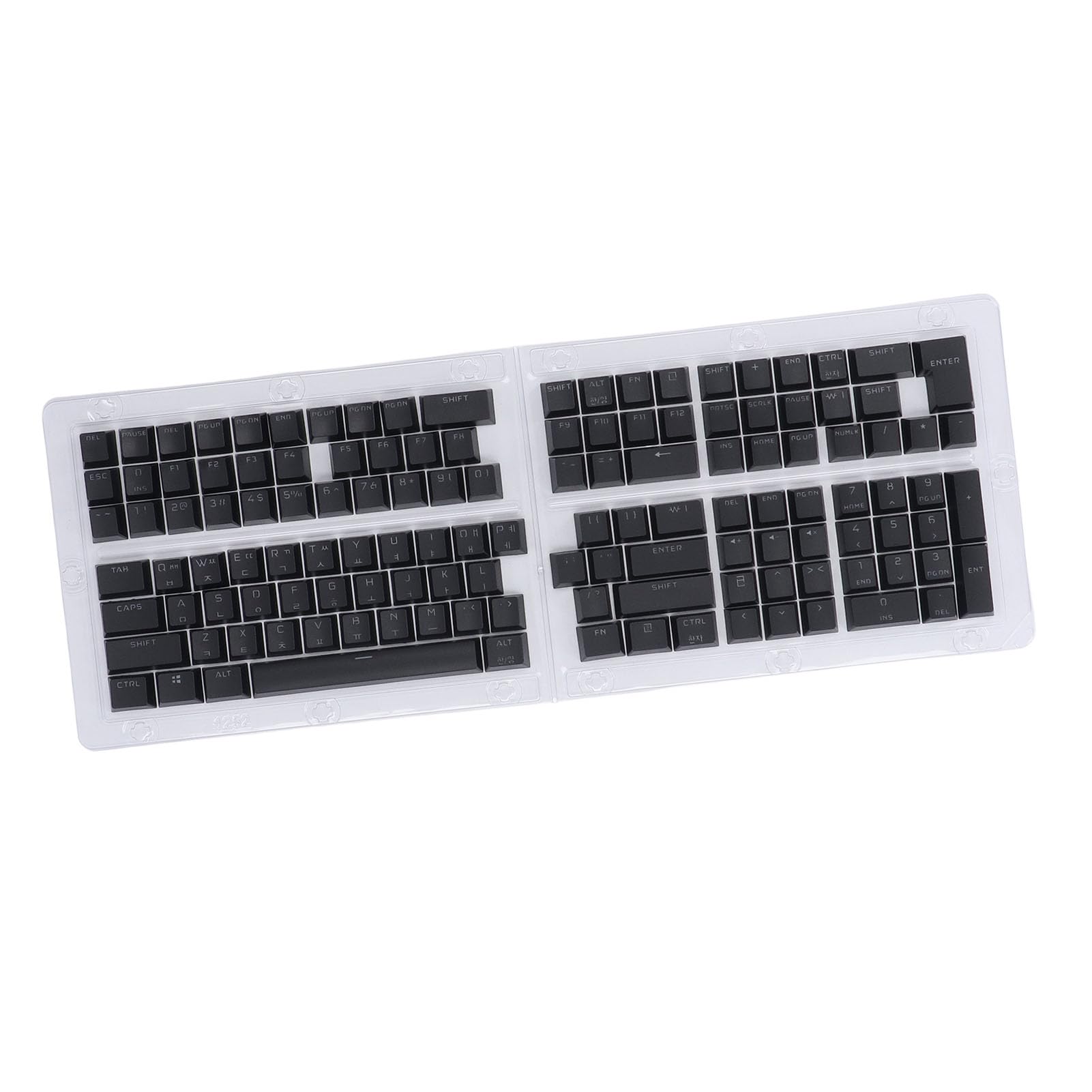 XUMIUZIY 132 Touches Keycaps Coréens, Hauteur OEM, 132 Keycaps Keycaps Set, Remplacement du 61/62/64/68/72/75/84/87/88/98/100/104/108 Clavier Mécanique (Black)
