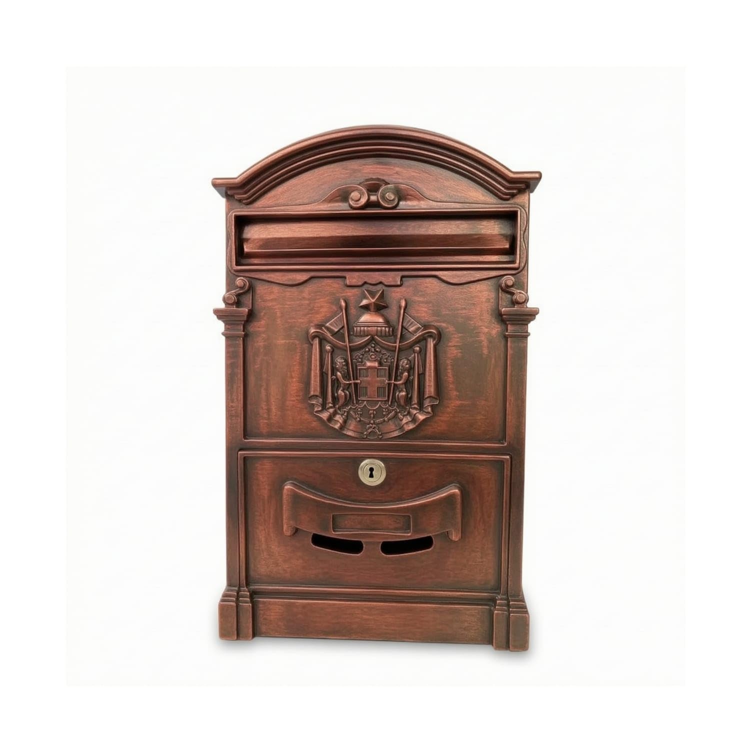 Ornate Wall-Mounted Mailbox with Lock Locking Baroque Style Mailbox Decorative Postbox Weather-Resistant for Homeowners, Outdoor, Entryway, Garden, Courtyard, Bronze-image-25