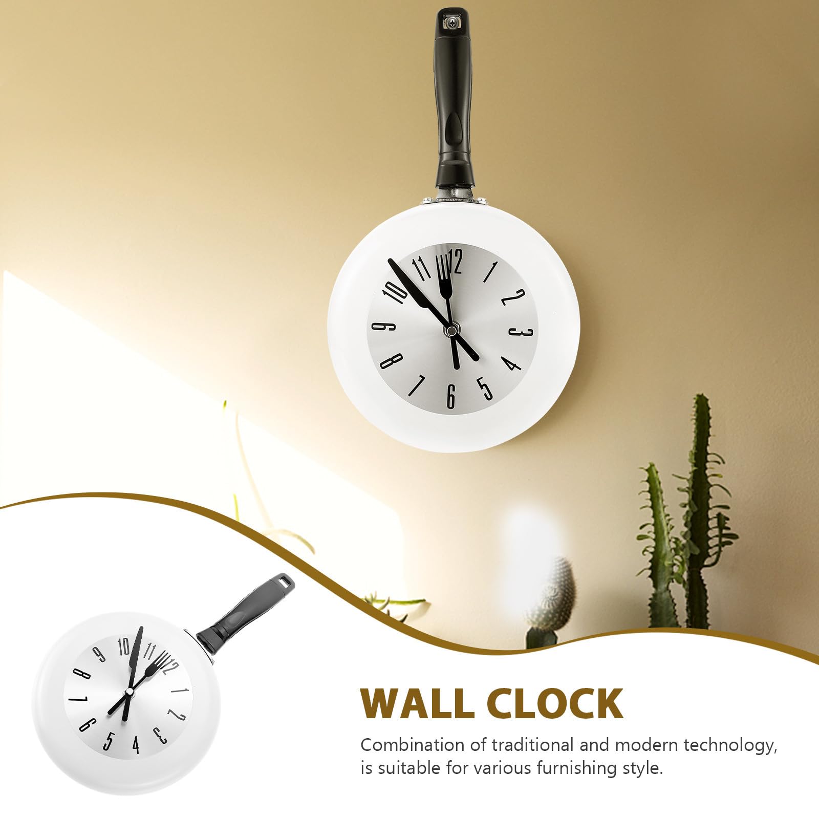Orologio da Parete per Cucina Bianco in Acciaio Inox e Plastico Movimento al Quarzo e Design Rotondo, per Decorazione Domestica Silenziosa senza Batteria