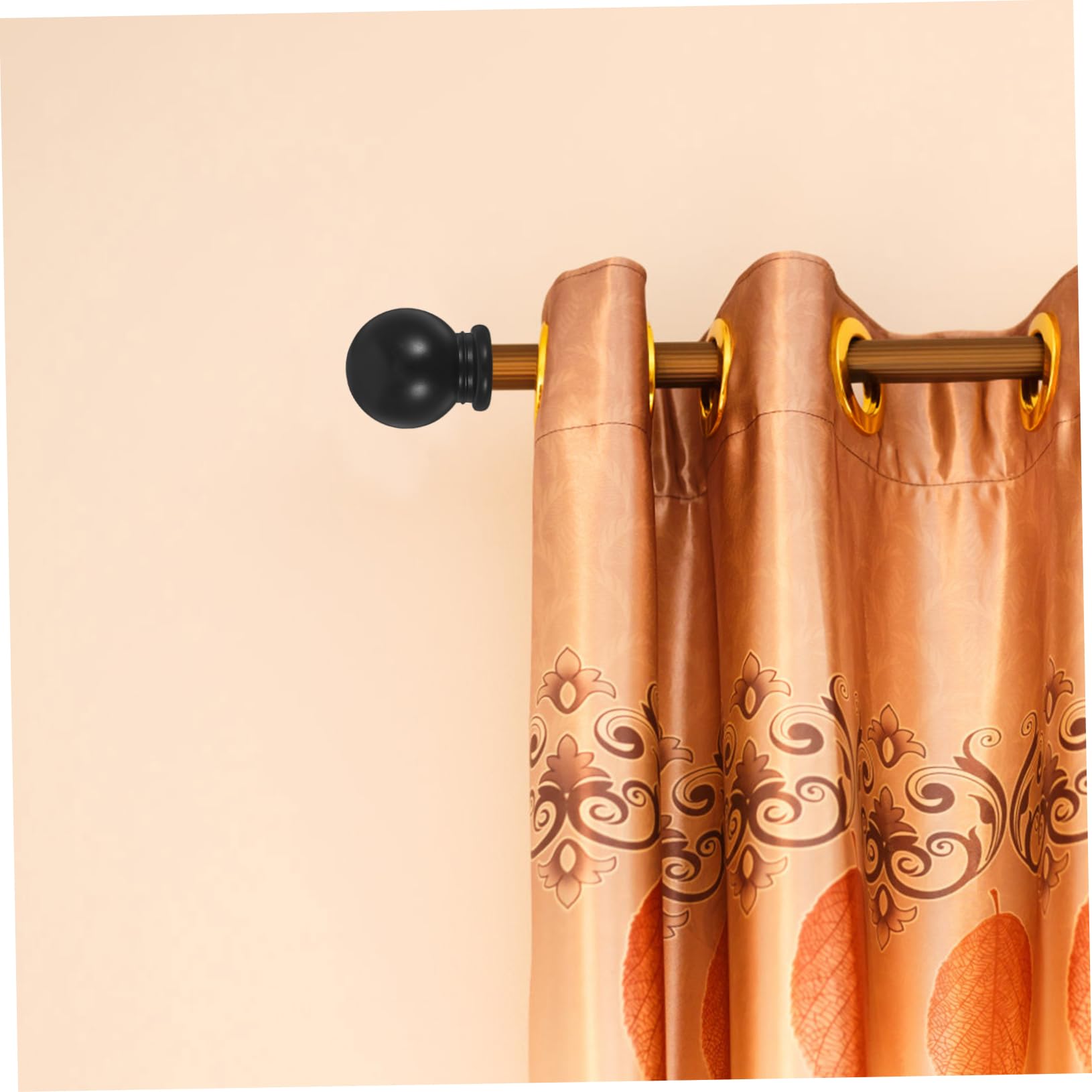 Lot de 2 embouts de tringle à rideaux noirs – Design classique à tête sphérique – Améliorateurs esthétiques pour rideaux de fenêtre en plastique facile à installer, parfaits pour la décoration de la