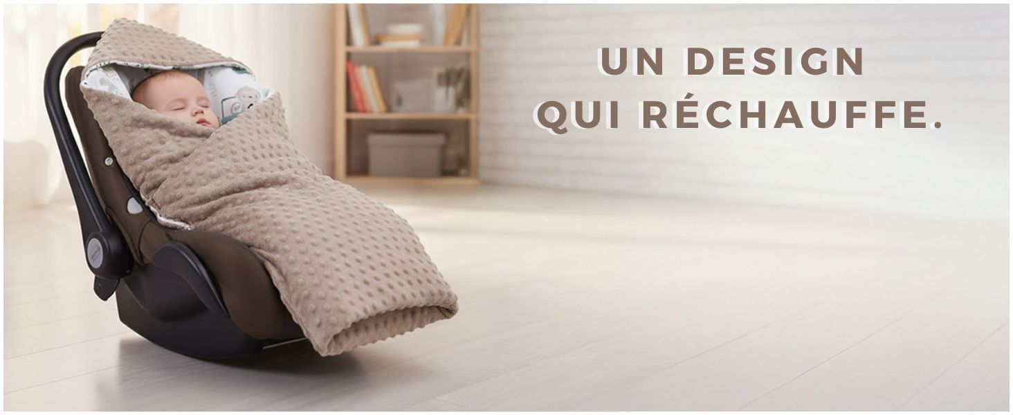 Couverture Bébé Couverture Nid D'Ange Bébé 90x90 Cm - Minky Rose/Gris - Pour Poussette/Siège Auto - Lavable Produit Main UE