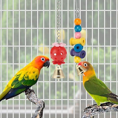 Miniatura 4 de Hamaca colgante de pie para masticar, escalera, jaula de juguetes coloridos adecuados para periquitos, periquitos, conure, cacatúas, mynah, pájaros