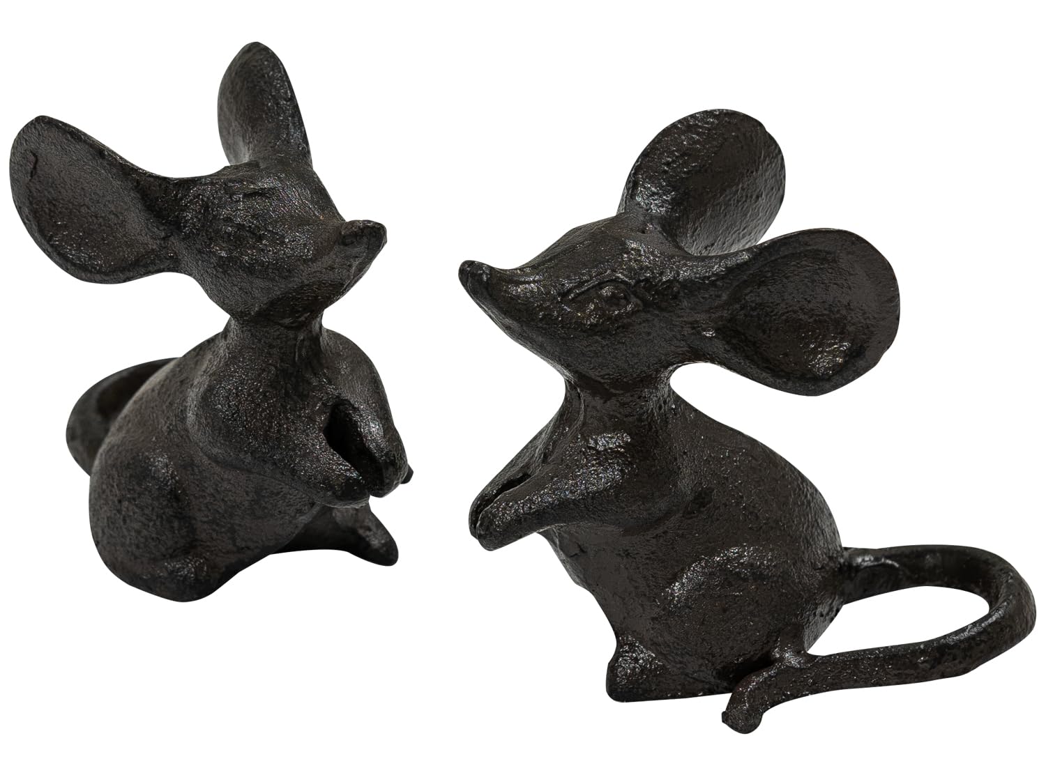 Woodside Cast Iron Miniature Mouse Sculpture Ornaments for Home/Garden/Office, Hollow-carved Decorative Desktop Decoration, Indoor/Outdoor Statues, Pack of 2