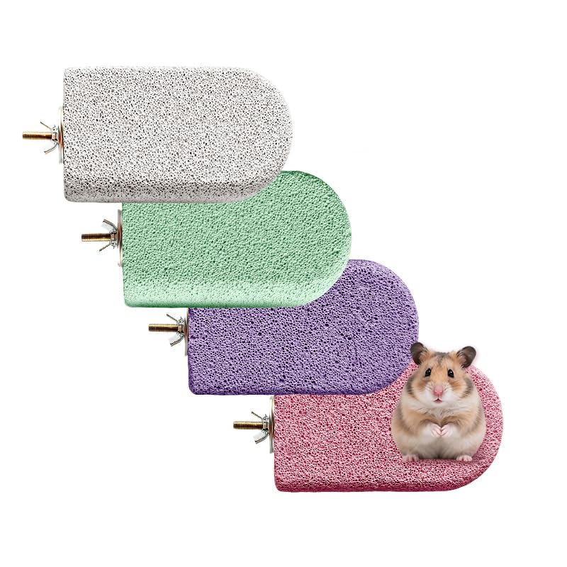 Eloslos 4 Pack Large Size Lava Ledge for Small Pets - Chinchilla Hamster Parrot - Grinding & Jumping Platform with 4 Colors (Gray Pink Purple Cyan)