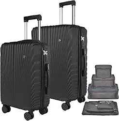 Jogo De Mala De Viagem Expansível Rodinhas 360 Padrão Anac (Black)