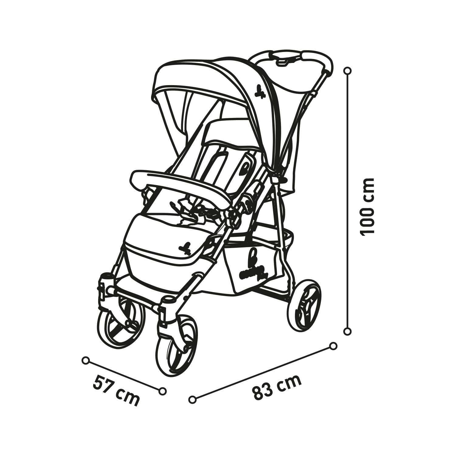 Asalvo Cadiz Poussette ultra légère pour bébé, dossier inclinable, poussette urbaine, harnais 5 points, SPF50+, capote avec fenêtre, maniable, sécurité maximale, jusqu'à 17 kg, noir