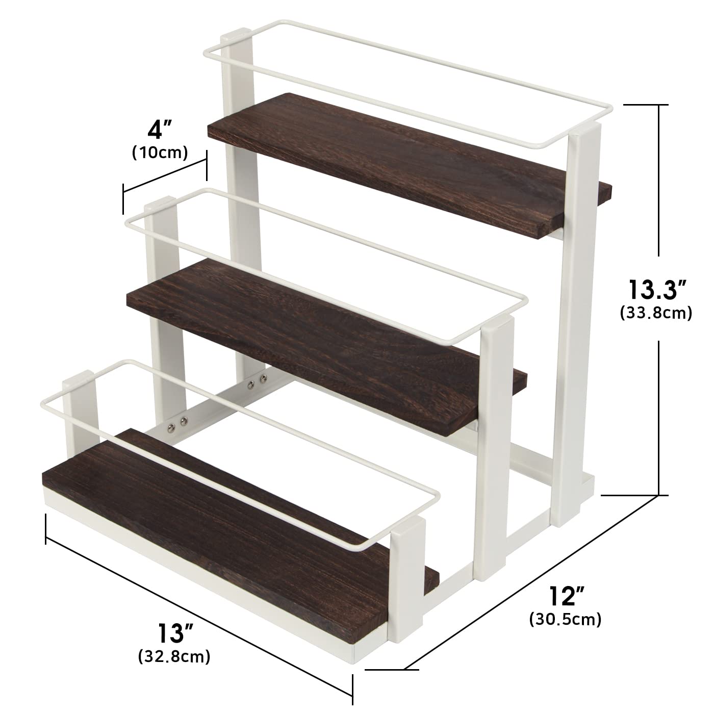 J JACKCUBE DESIGN MK815B Kaffeesirup-Organizer, Kaffee-Bar-Zubehör, 12 Flaschen, Aufbewahrungsregale für Sirup, Wein, Dressing für Arbeitsplatte, Küche, Metall (weiß)