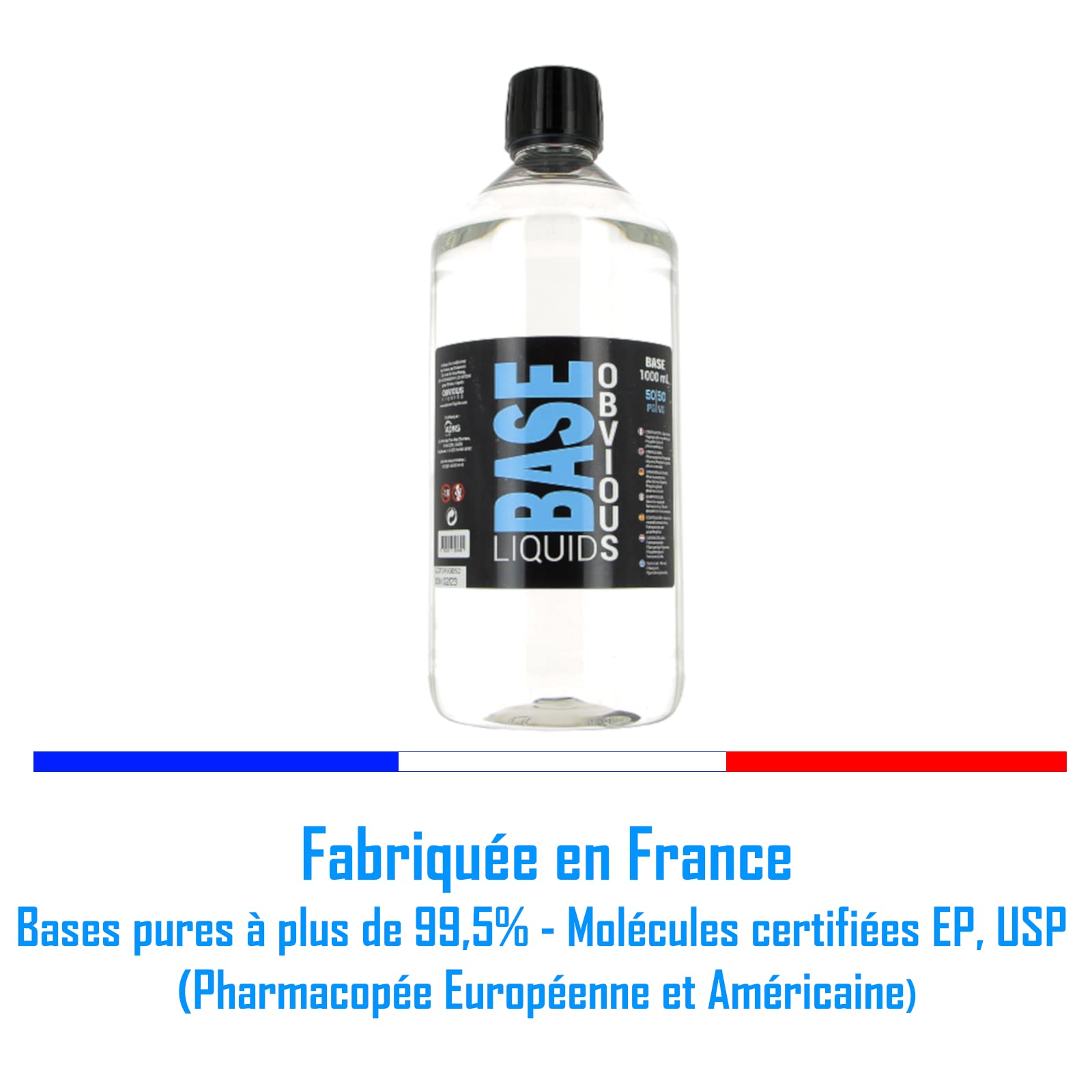 Base e liquide 1 Litre 1L 100% VG FULL VG 00MG - 2 Flacons Vides Chubby 60  ML - 2 Étiquettes - 1 Becher + 1 Seringue