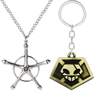 2 Pcs Bleach Keychain Necklace, Anime Merch Demon Keychains Quincy Cross Necklaces Slayer Jewelry Set