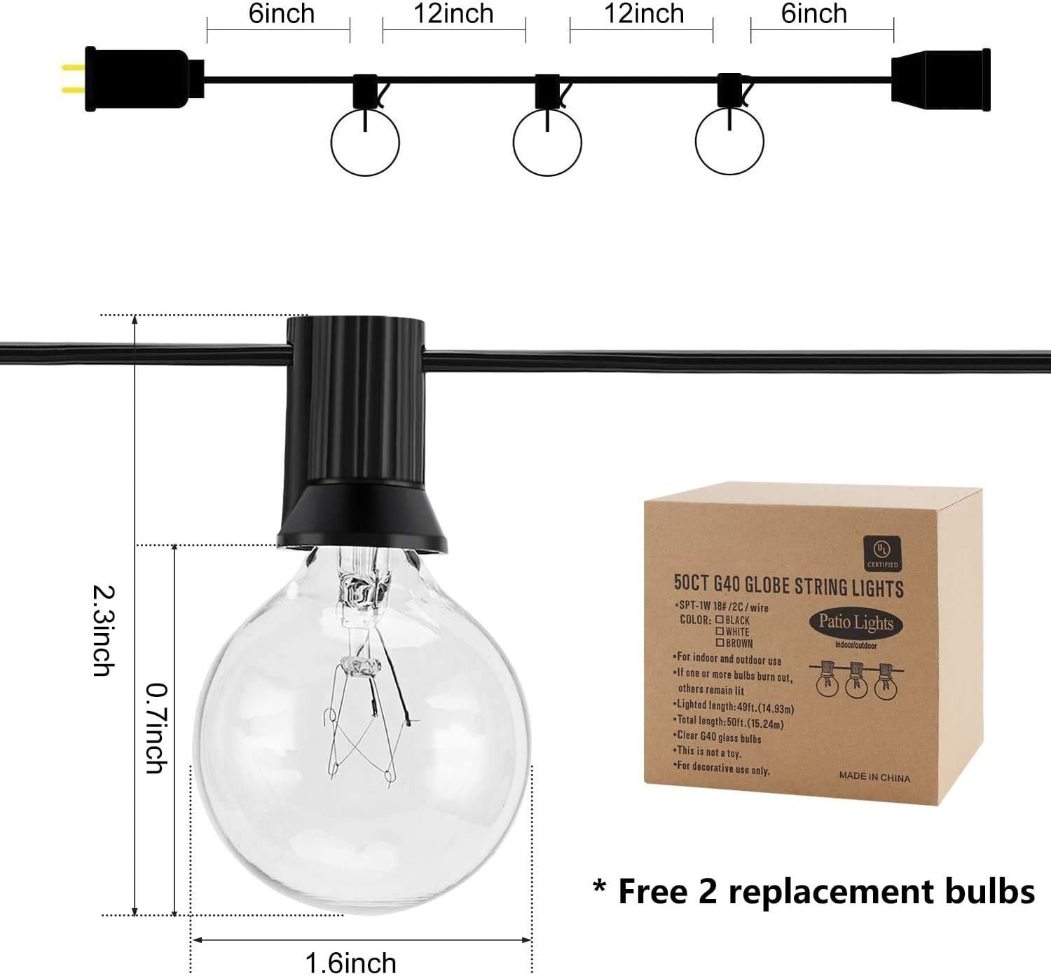 Crаzу Dеаlѕ String Lights G40 100FT with 104 Clear Bulbs for Indoor/Outdoor UL Certification Perfect for Backyard Porch Garden Pergola Market Cafe BBQ Tents Decks, Wedding Christmas Camping RV Globe Bulbs Decor 50% оƒƒ Dіѕсоunt String Lights G40 100FT with 104 Clear Bulbs for Indoor/Outdoor UL Certification Perfect for Backyard Porch Garden Pergola Market Cafe BBQ Tents Decks, Wedding Christmas Camping RV Globe Bulbs Decor