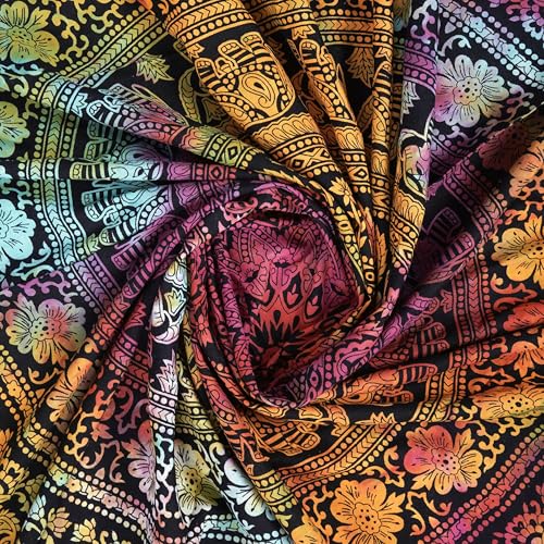 Image of Craft Trade 54x84 Inches Psychedelic Multi Cotton Mandala Ombre Wall Hanging Tapestry