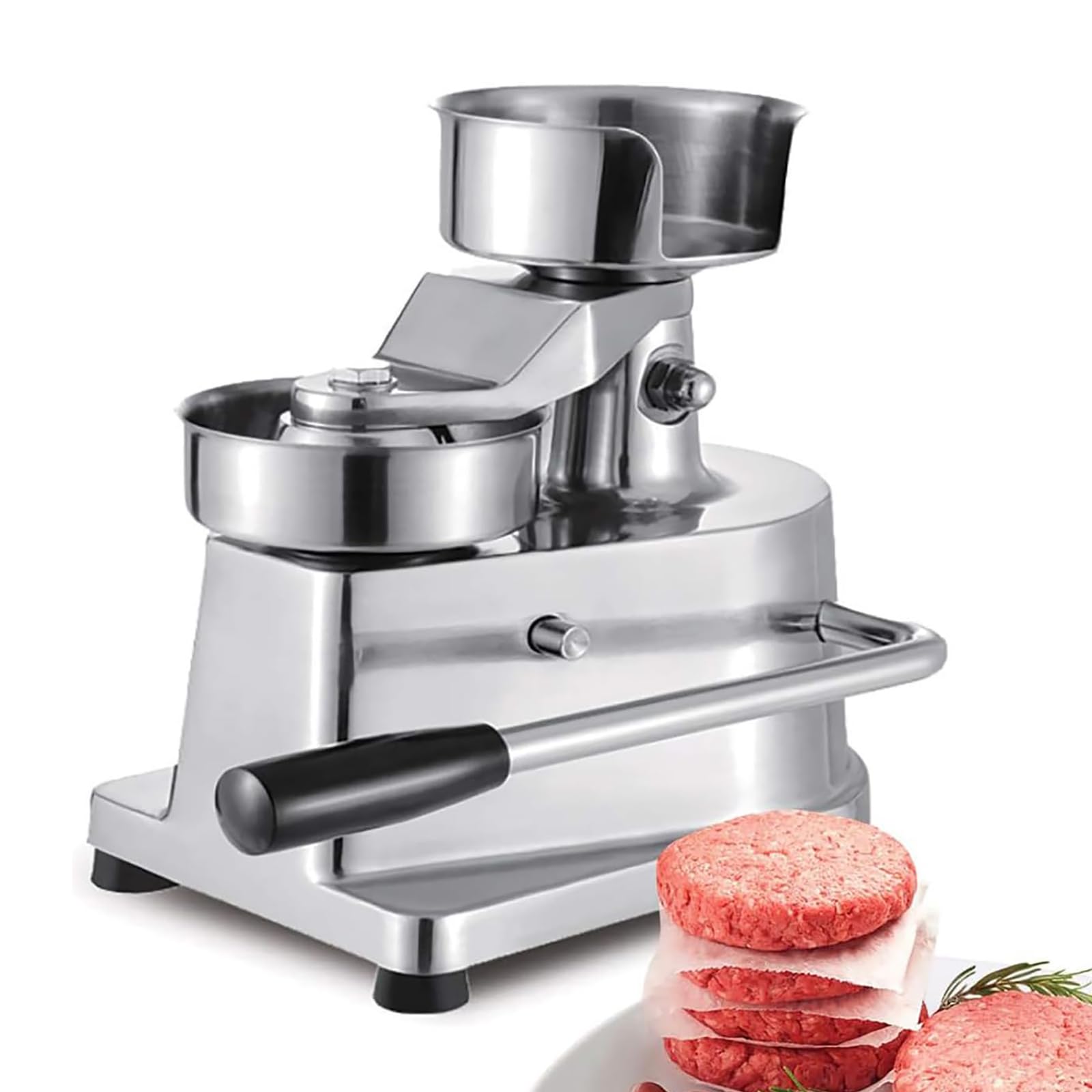 Burger Patty Maker, ręczna maszyna do formowania 130 mm, stal nierdzewna z 500 papierami pasztecikowymi, wysoka pojemność ≥ 100 pasztecików / godzinę do wołowiny, wieprzowiny, kurczaka