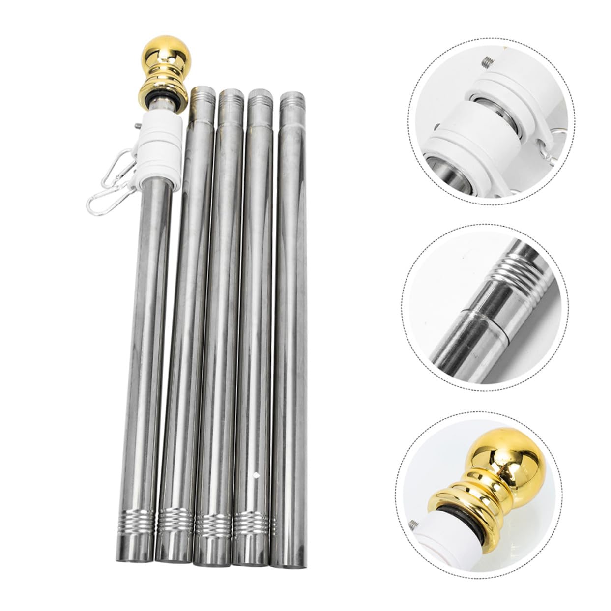 SHINEOFI 2 Stück Rostfreie Edelstahl Flaggenhalter aus 1,8m Veranda Fahnenmast mit Drehbarem Ring Wetterfeste Gartendeko für Outdoor Party und Rennen
