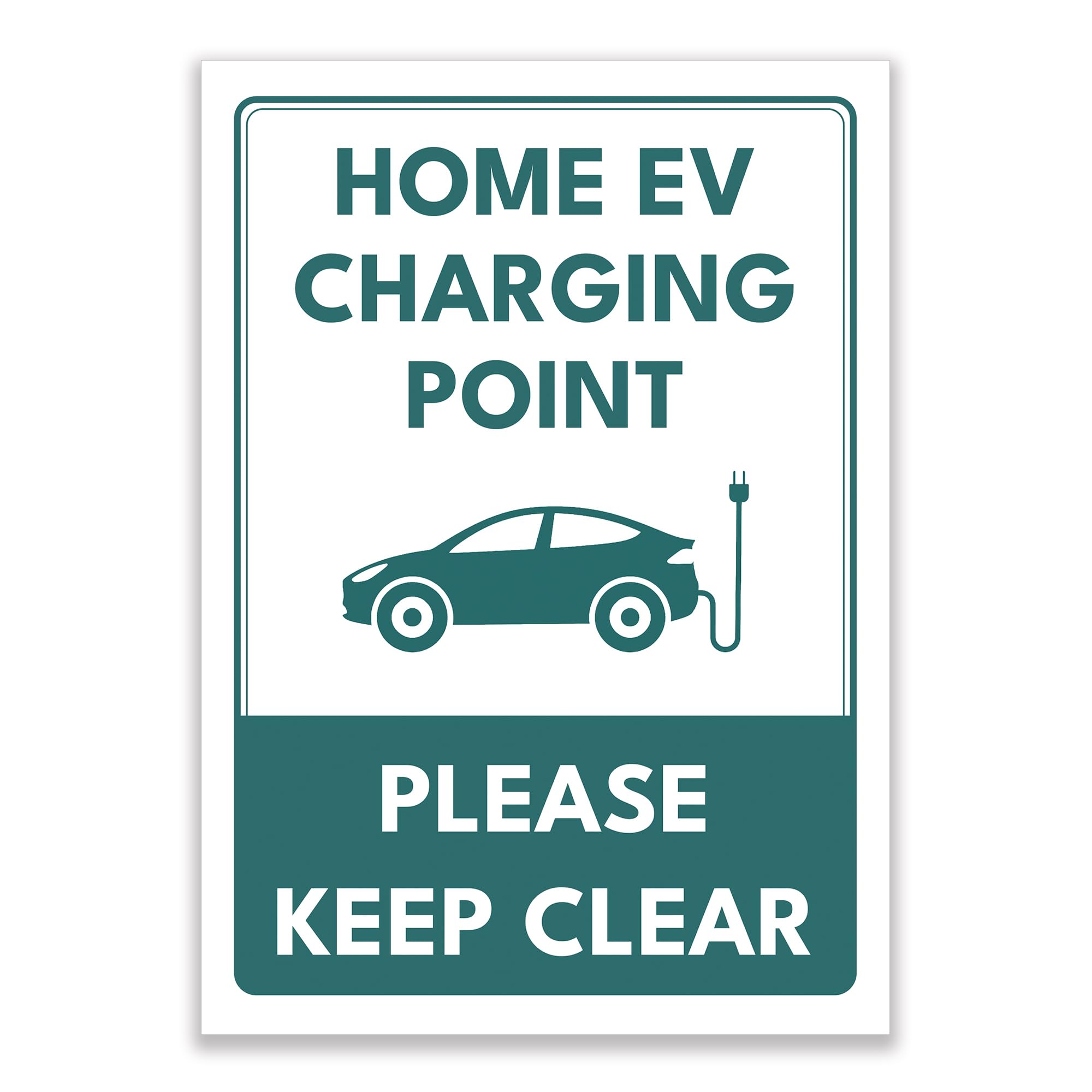 LP Lifestyle Home EV Charging Point Sign Weatherproof Please Keep Clear | Rust-Free Durable PVC Electric Vehicle Bay Marker Teal White No.528 (A3 (297mm x 420mm) – No Holes)