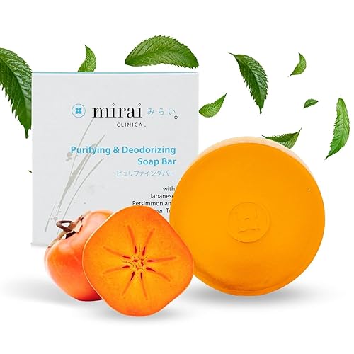 MIRAI Barra de jabón clínica de caqui para personas mayores, solución nonenal, extracto de caqui japonés y té verde, para hombres y mujeres, suave