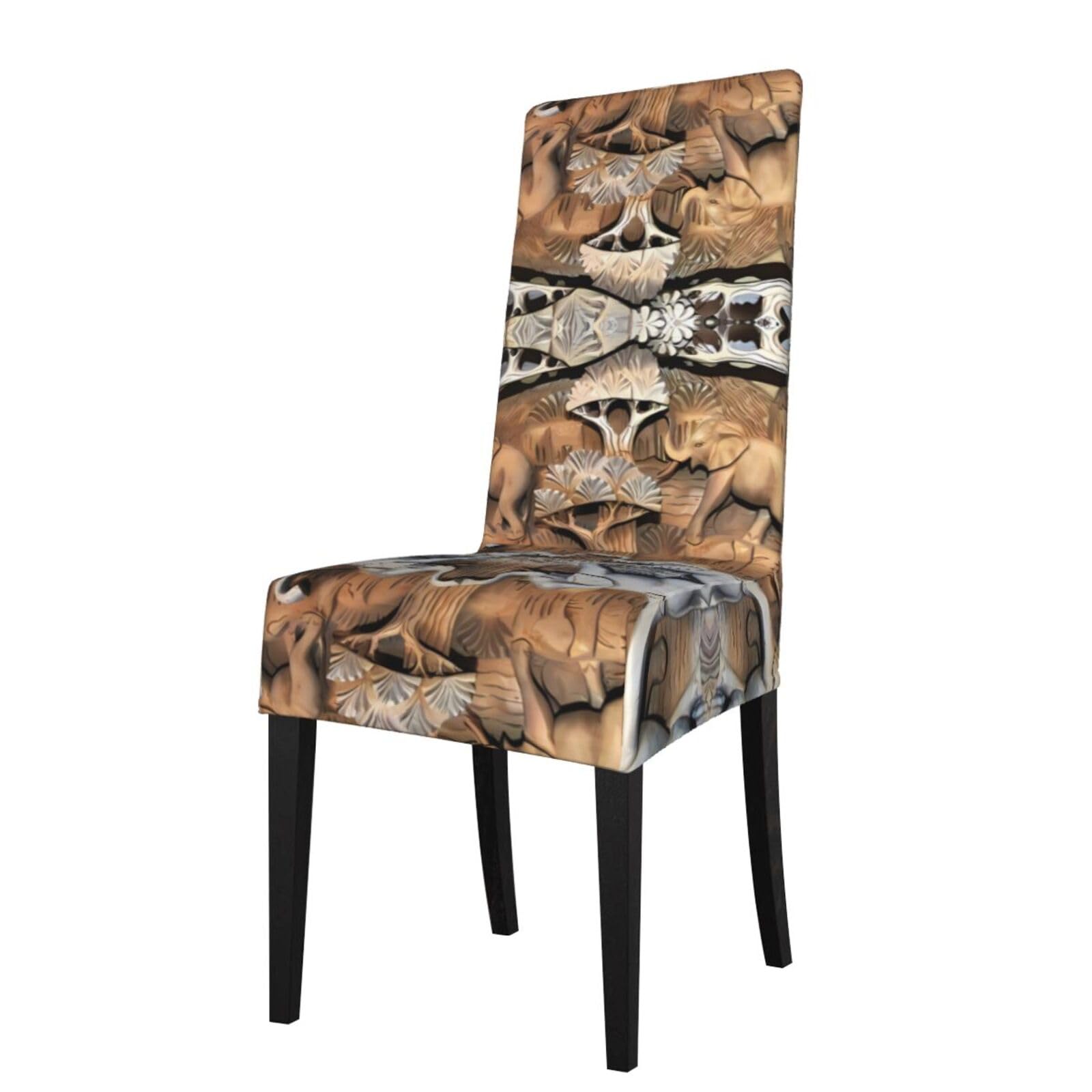WHJDPP Nature Elephants Prints Protection Cover for Dining Chair - Stretchy Seat Throw Covers, Wrinkle-Free & Easy Care for Hotel, Wedding & Home Dining Chairs