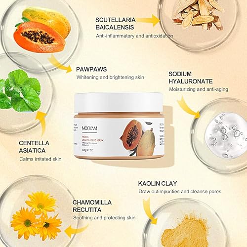 Pawpaw Clay Mask For Face, Dead Sea Mud Mask Detox Clay Mask Face Clay Mask For Deep Cleansing - Face Mud Mask Skin Care For Acne Blackheads Pores, Natural Healing Clay Mask #TOP2