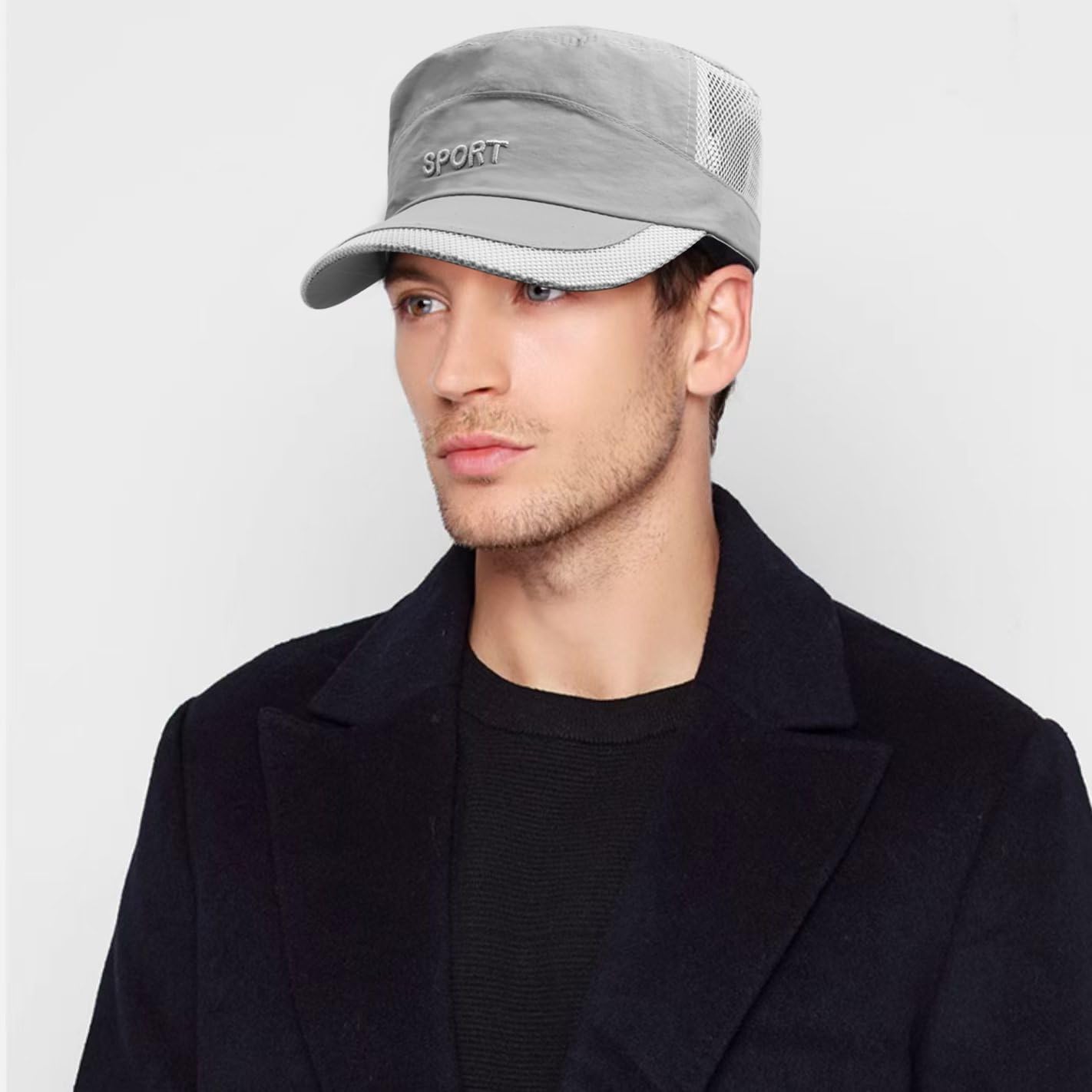 Cadet Army Cap Mesh Quick Qry Flat Top Cap Military Hat for Men Women - Image 3