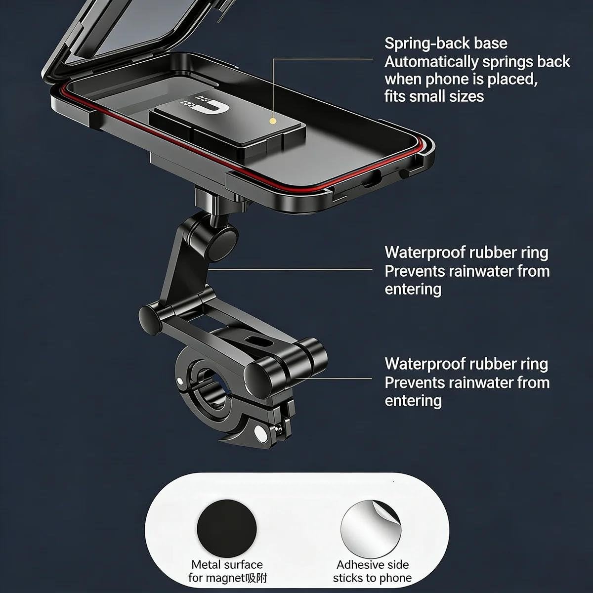 Supporto Telefono Moto Bici Impermeabile Universale GPS Regolabile Per Smartphone 4.7-6.8 Pollici Accessori Ciclismo