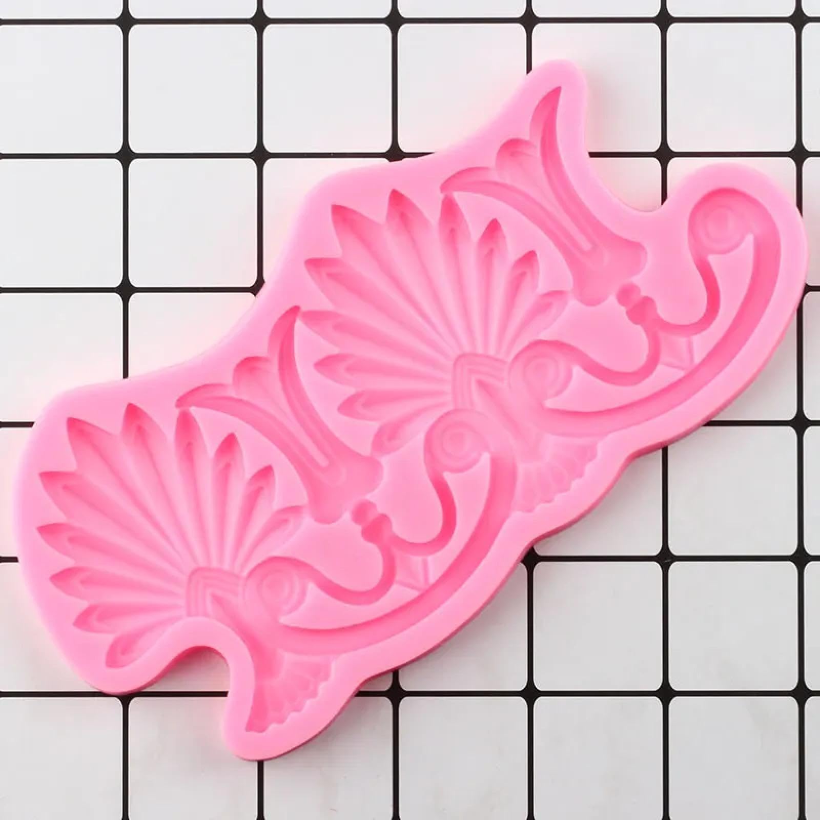 Moldes de silicona con diseño de flores, 21 x 10,4 cm, diseño barroco de relieve, moldes de silicona para cupcakes, fondant, herramientas de decoración de pasteles, arcilla de caramelo, chocolate